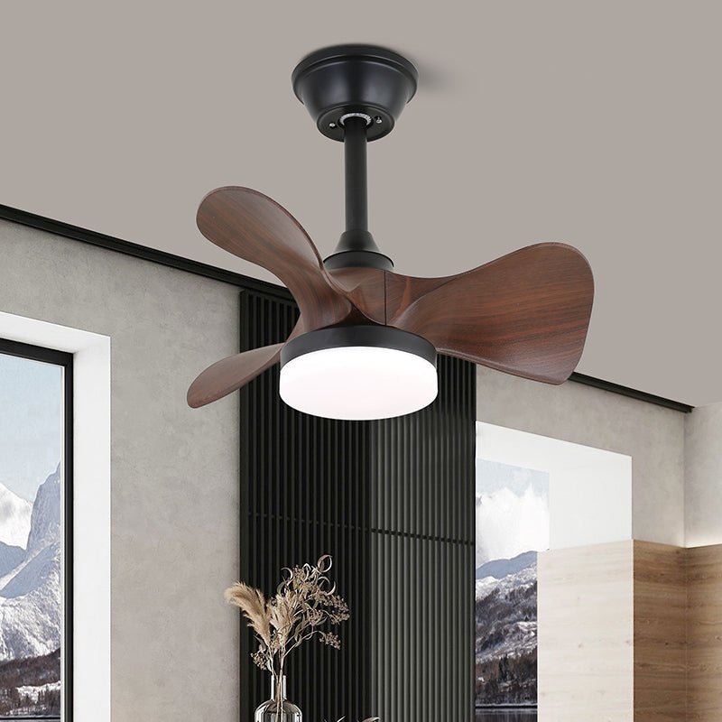 Arden Minimalistischer Deckenventilator mit Licht aus schwarzem Holz mit Fernbedienung