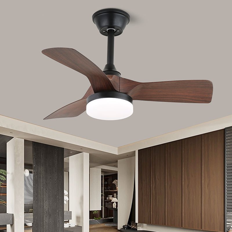 Arden Minimalistischer Deckenventilator mit Licht aus schwarzem Holz und integrierter LED