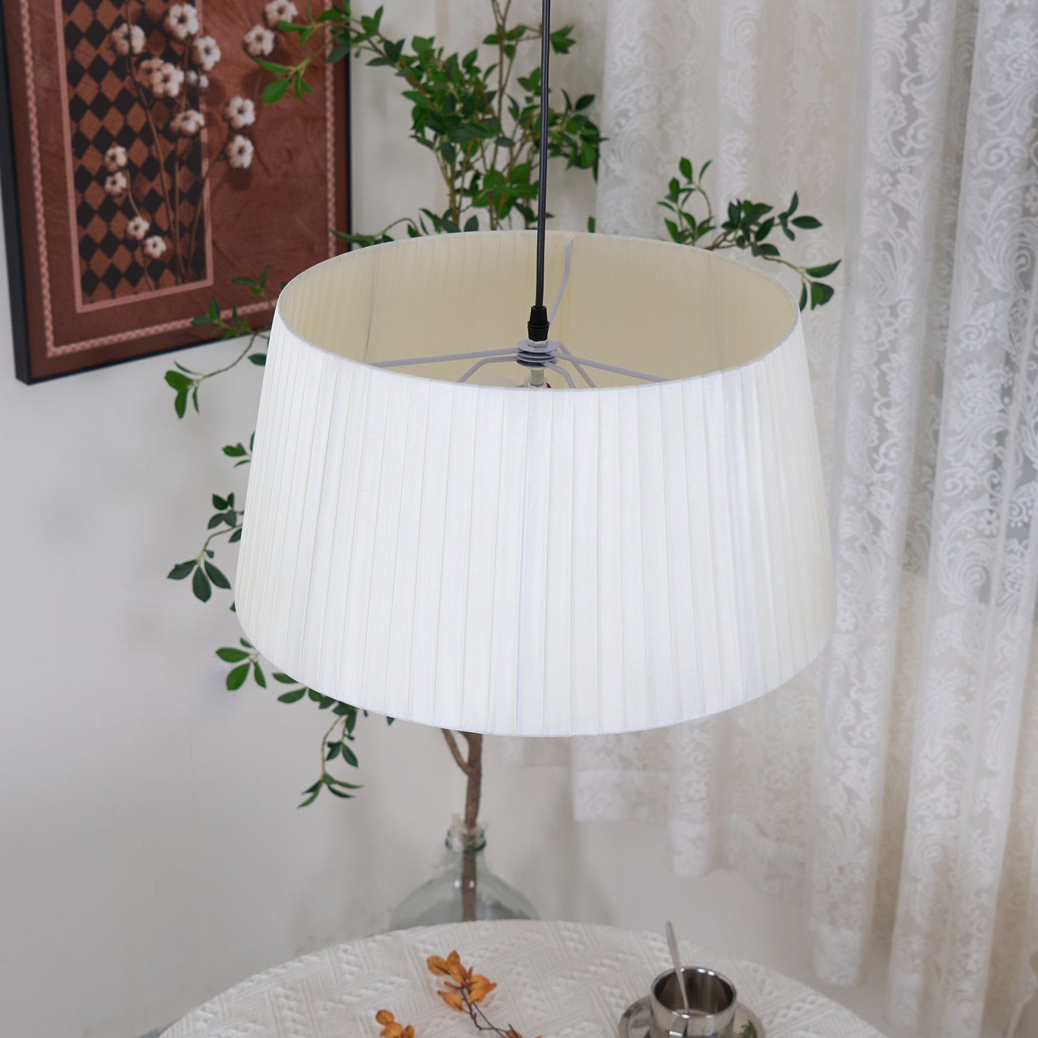 Pendelleuchte Gefalteter Stoff Trommel Minimalistisch-Letslighting