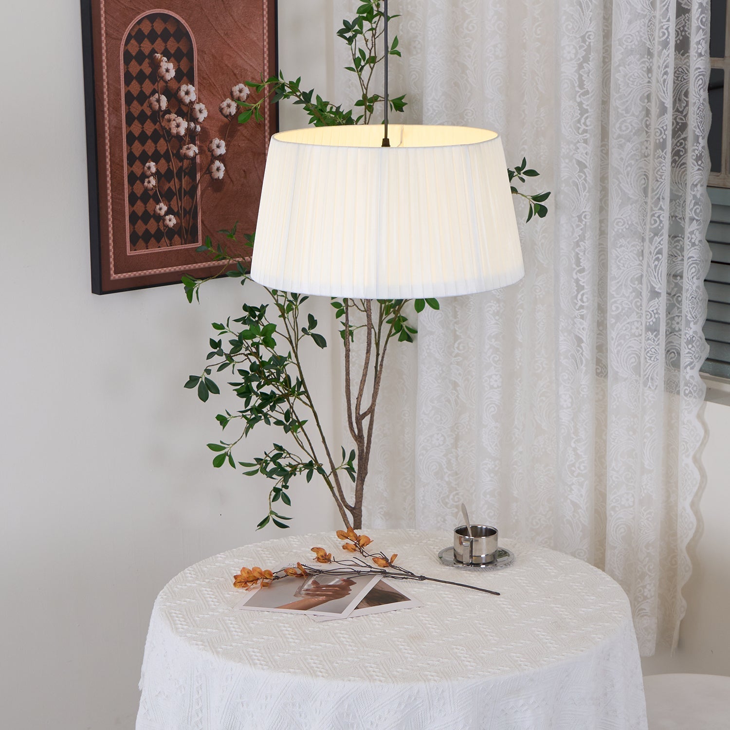 Pendelleuchte Gefalteter Stoff Trommel Minimalistisch-Letslighting