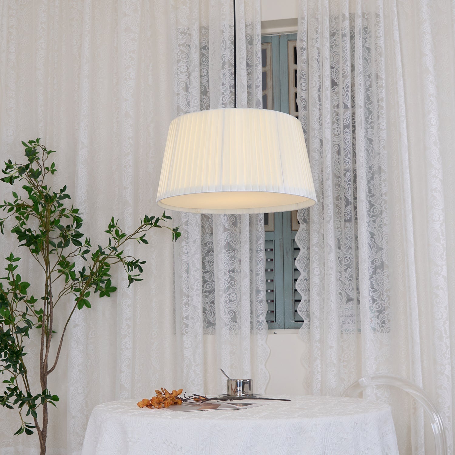 Pendelleuchte Gefalteter Stoff Trommel Minimalistisch-Letslighting