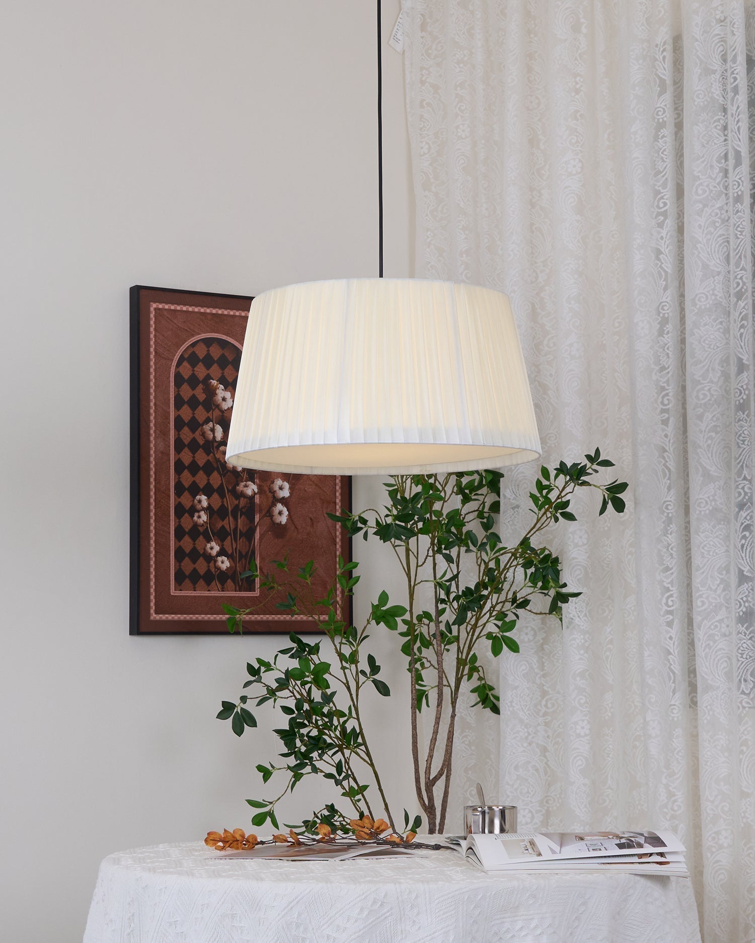 Pendelleuchte Gefalteter Stoff Trommel Minimalistisch-Letslighting