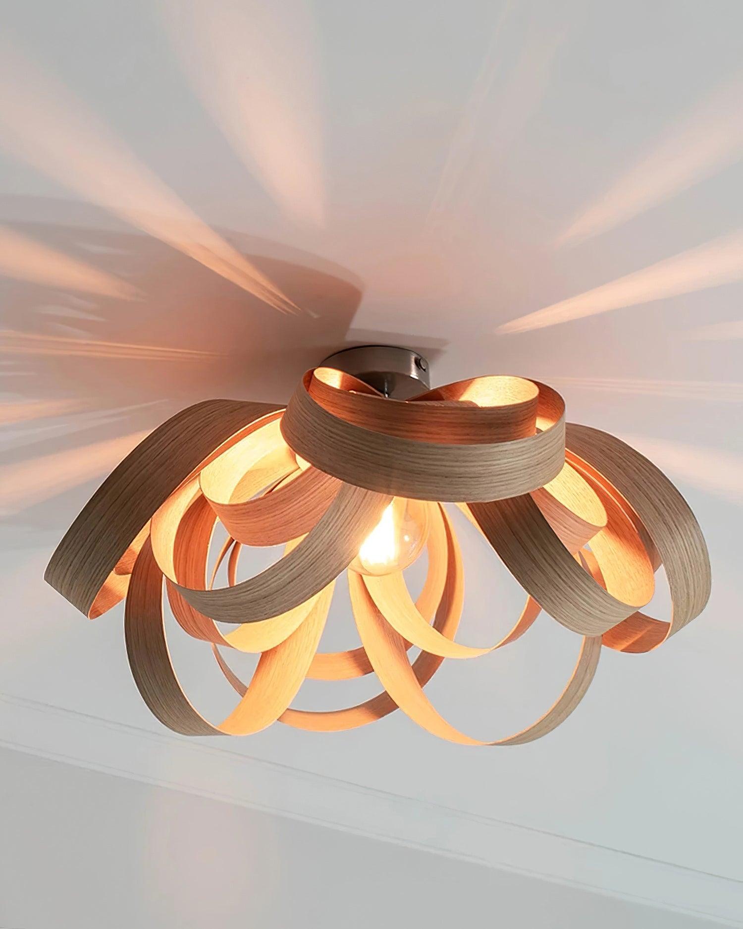 Veylo Wooden Ribbon Ceiling Lamp - Letslighting