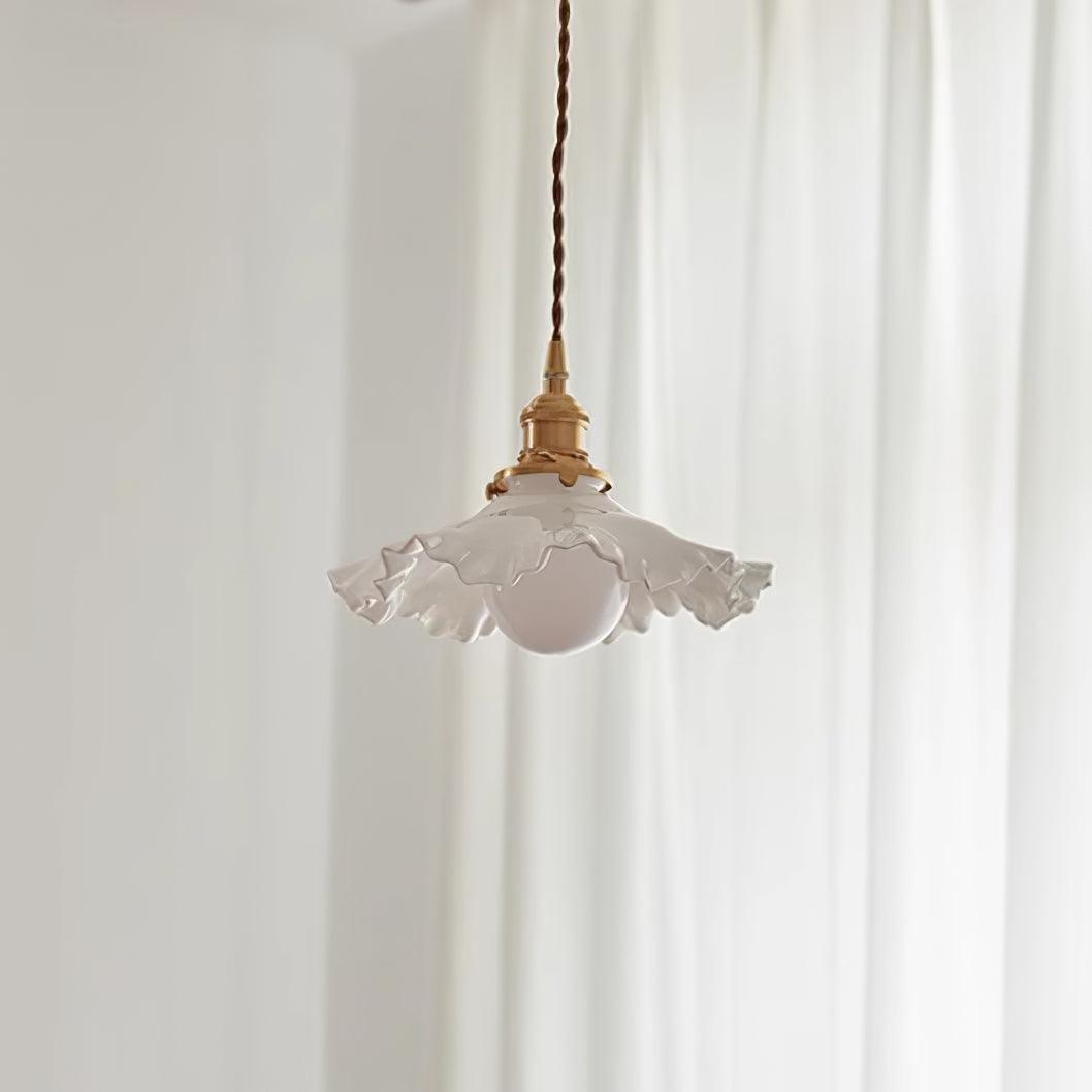 Pendelleuchte Glas Rüschen Schirm Messing Warmer-Letslighting