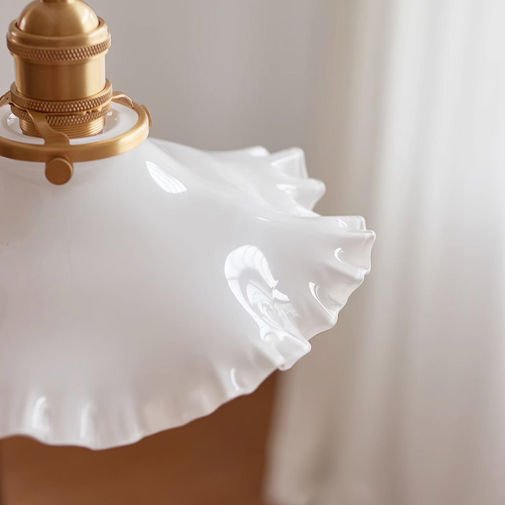 Pendelleuchte Glas Rüschen Schirm Messing Warmer-Letslighting