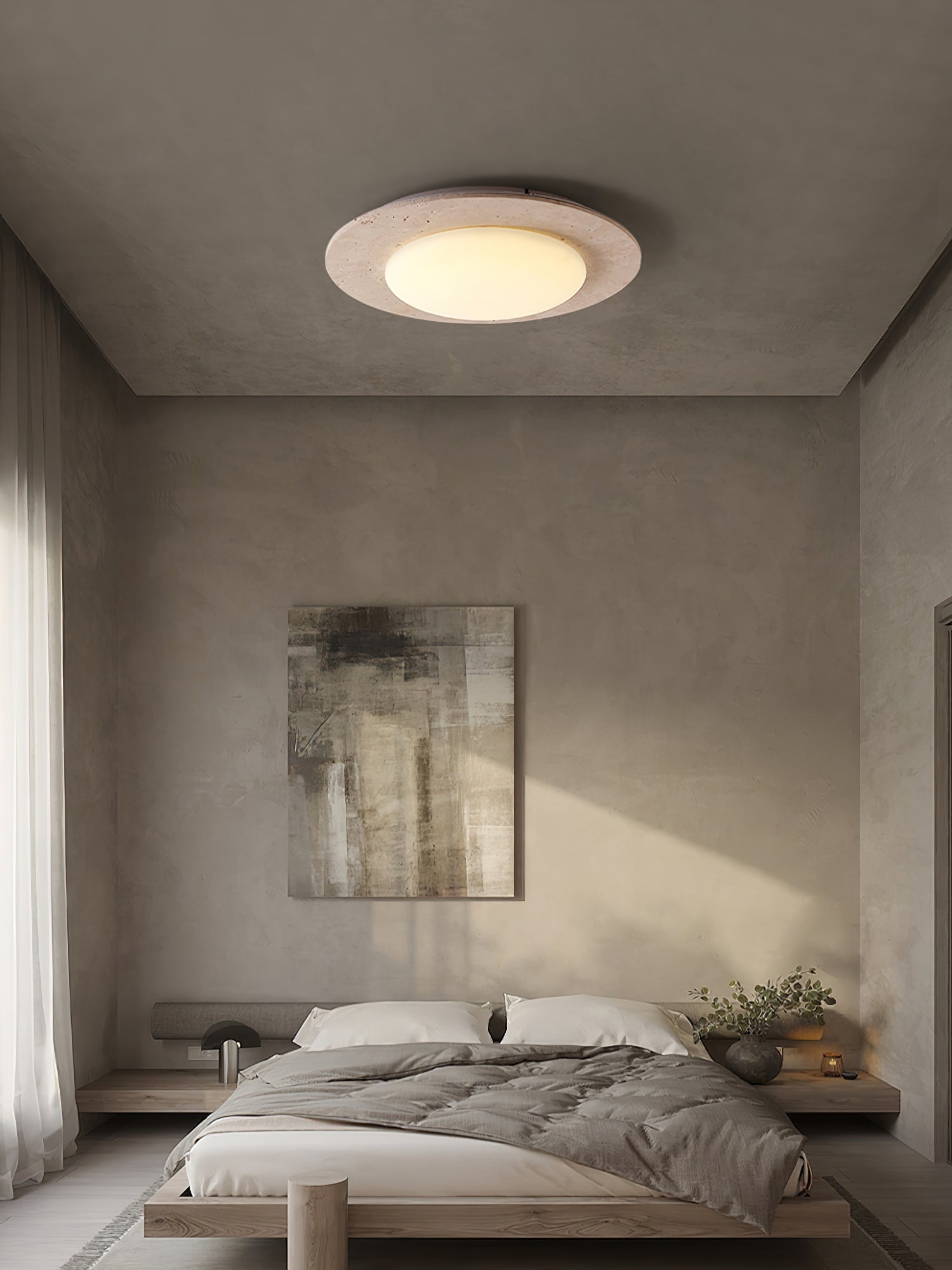 Arsoror Flush-Mount Travertine Ceiling Light - Neutralighting