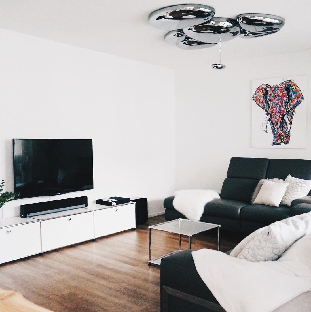 Lava Zeitgenössische Skydro-Deckenleuchte in Rauchgrau