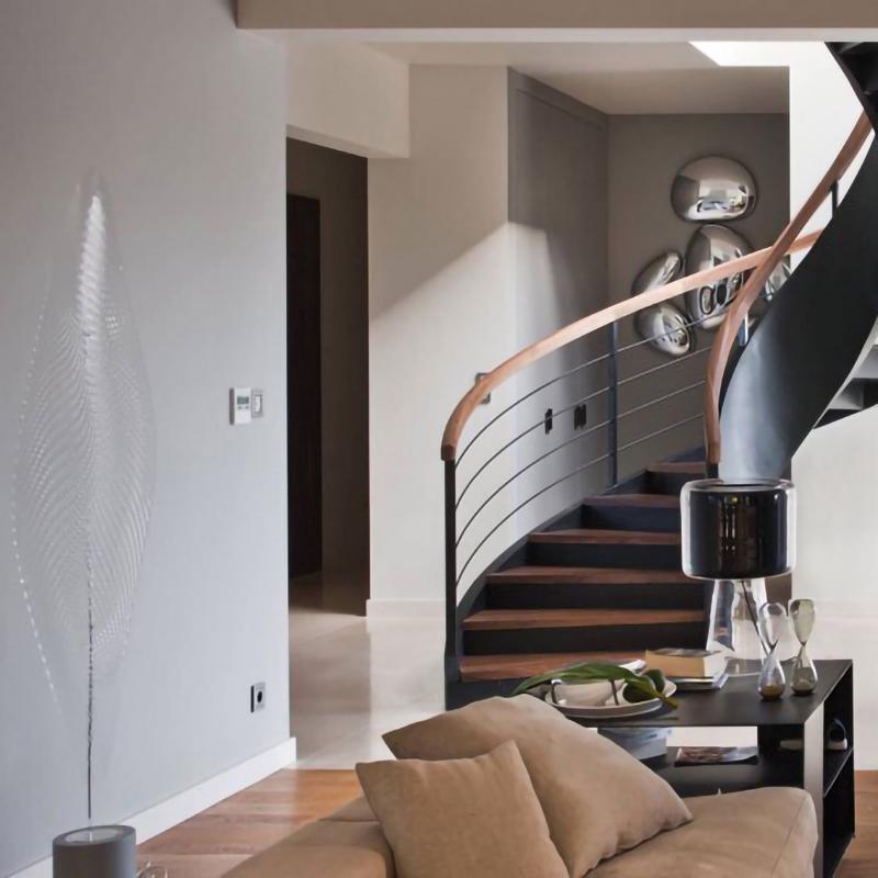 Lava Zeitgenössische Skydro-Deckenleuchte in Rauchgrau