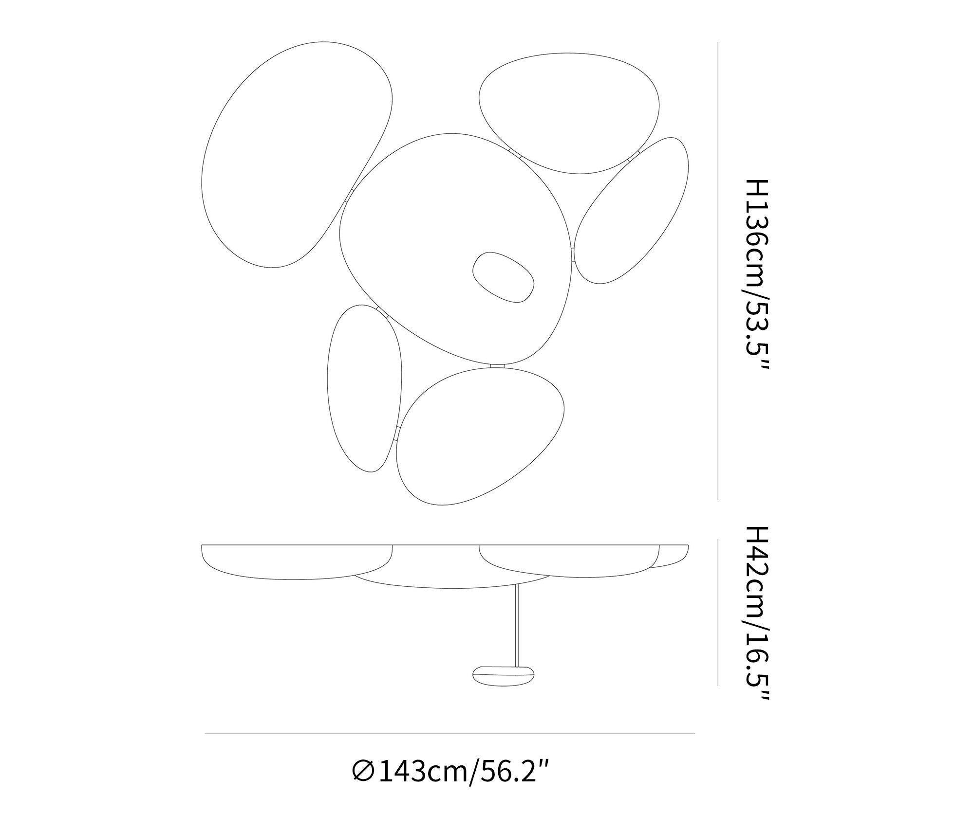 Lava Zeitgenössische Skydro-Deckenleuchte in Rauchgrau