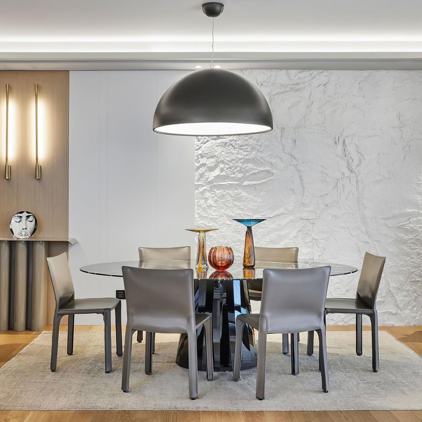 Pendant Lamp Black Dome with Embossed Plaster Interior Elegant - Letslighting