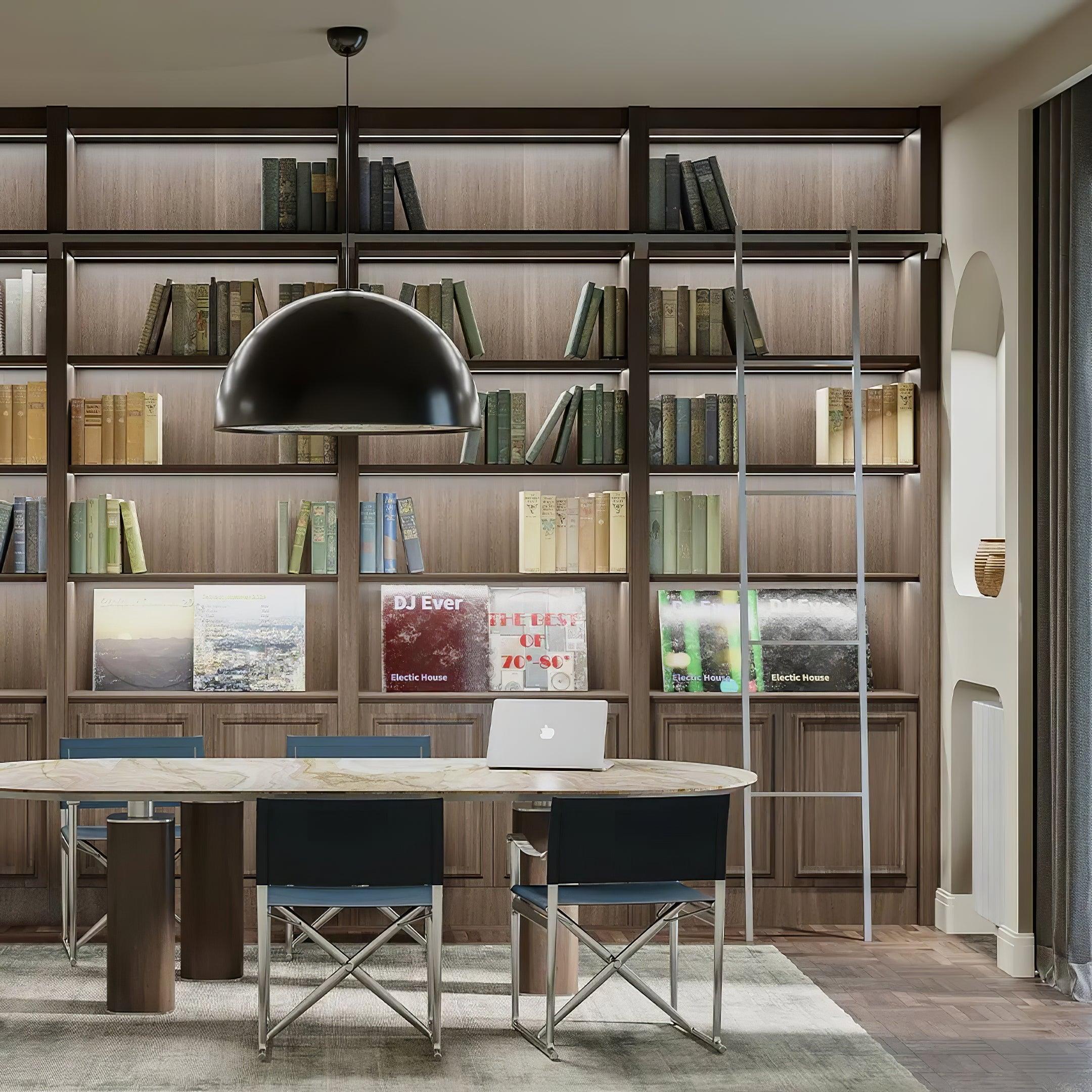 Pendant Lamp Black Dome with Embossed Plaster Interior Elegant - Letslighting