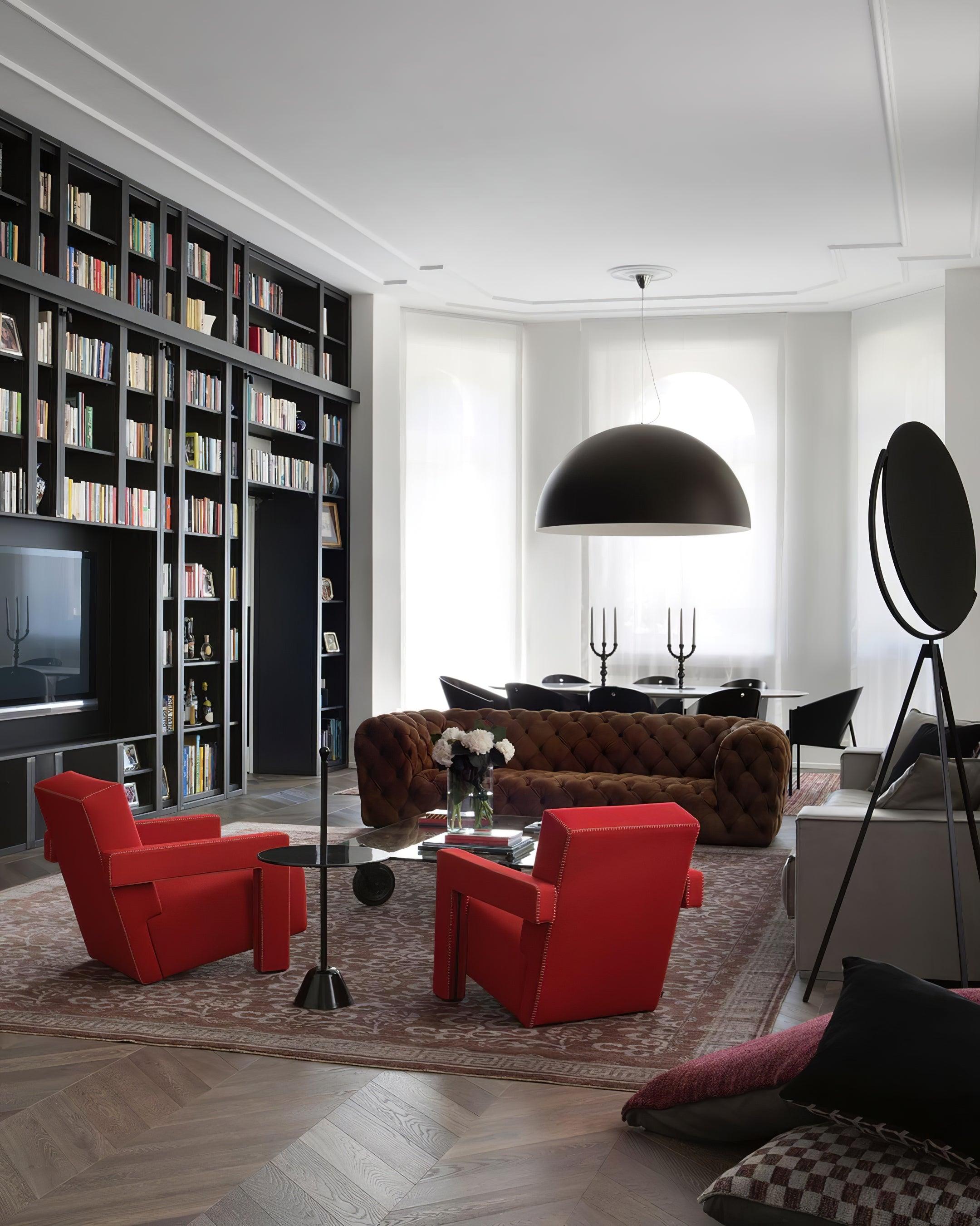 Pendant Lamp Black Dome with Embossed Plaster Interior Elegant - Letslighting