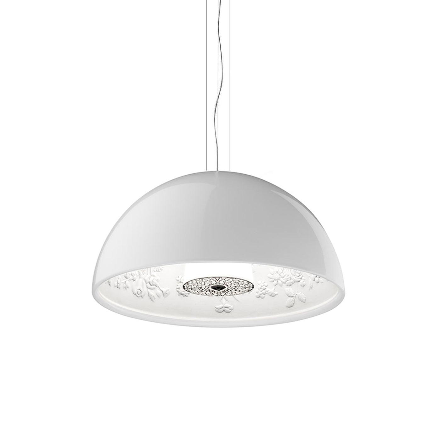 Pendant Lamp Black Dome with Embossed Plaster Interior Elegant - Letslighting