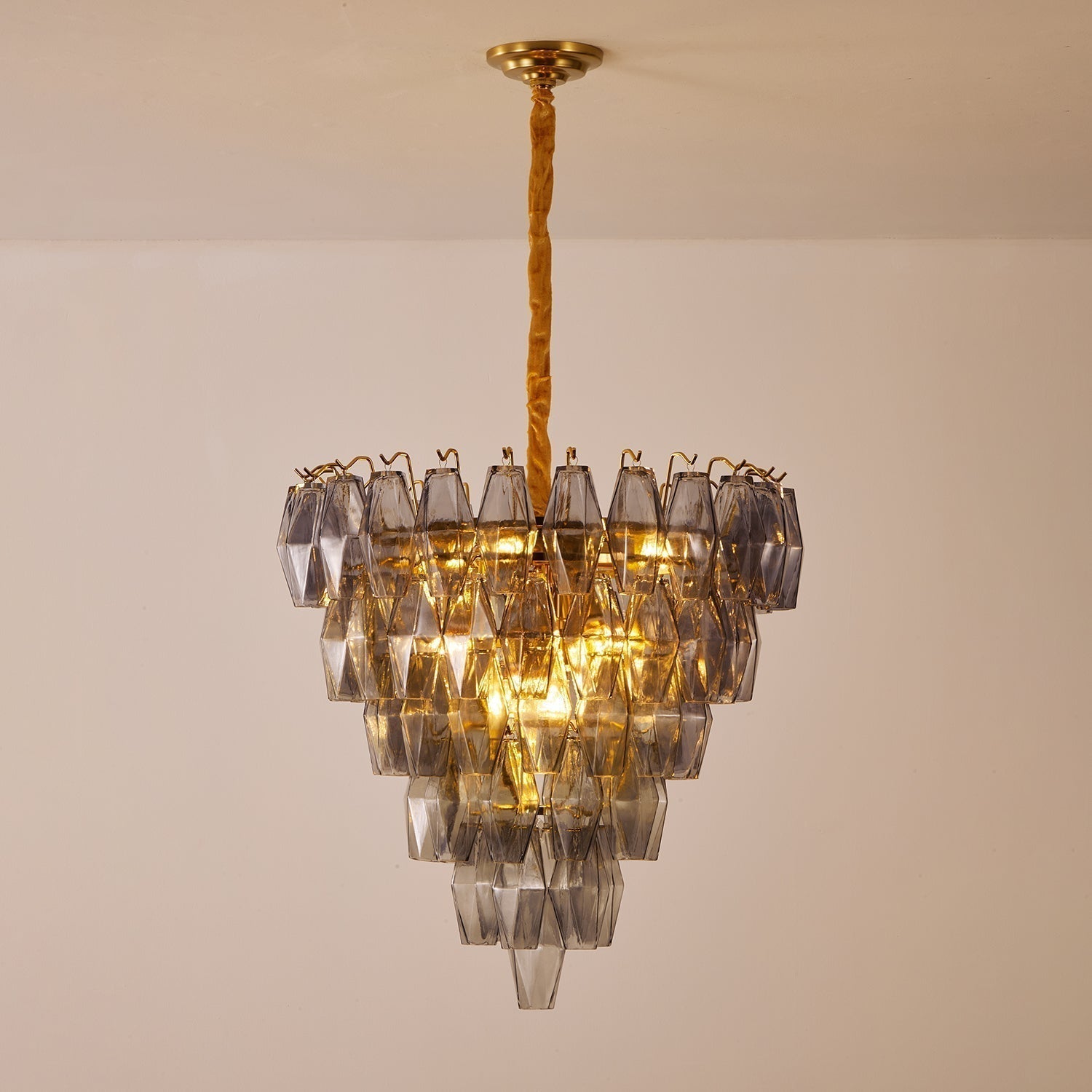 Aurora Chandelier Smoke Gray Inverted Crystal Prism - Neutralighting