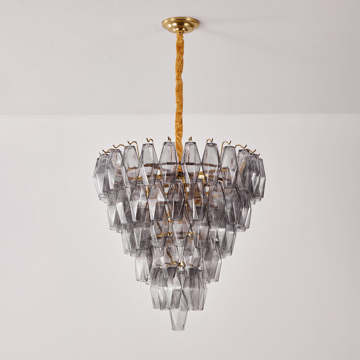 Aurora Chandelier Smoke Gray Inverted Crystal Prism - Neutralighting
