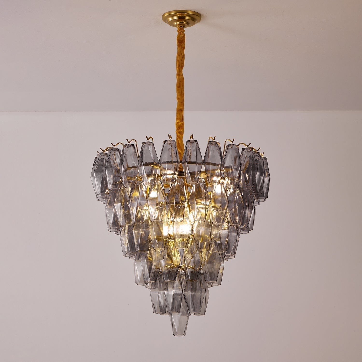 Aurora Chandelier Smoke Gray Inverted Crystal Prism - Neutralighting