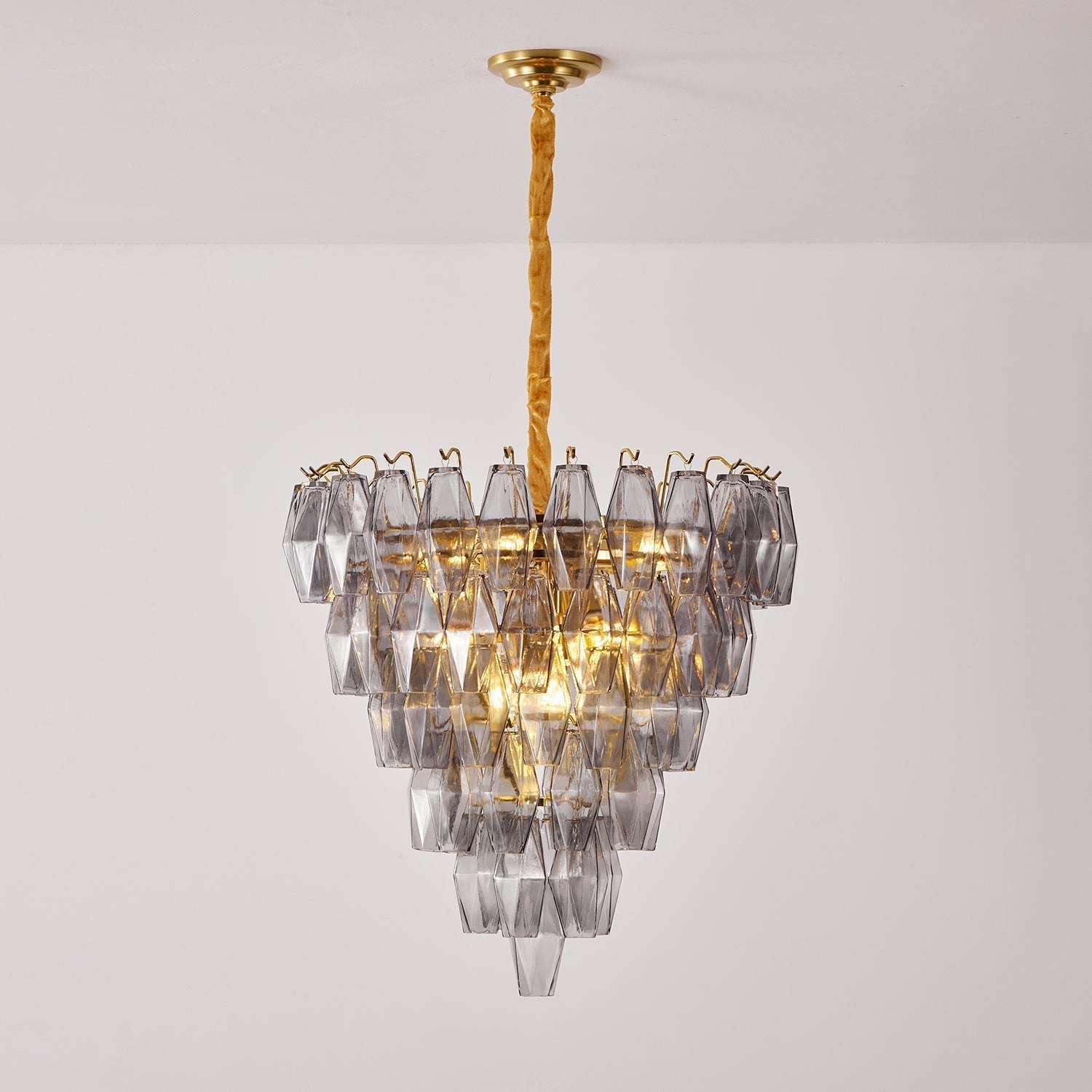 Aurora Chandelier Smoke Gray Inverted Crystal Prism - Neutralighting