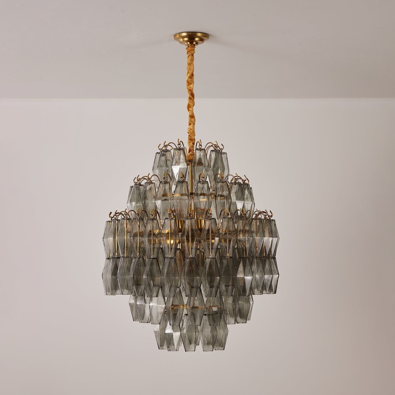 Aurora Chandelier Smoke Gray Prism Glass Layered - Neutralighting