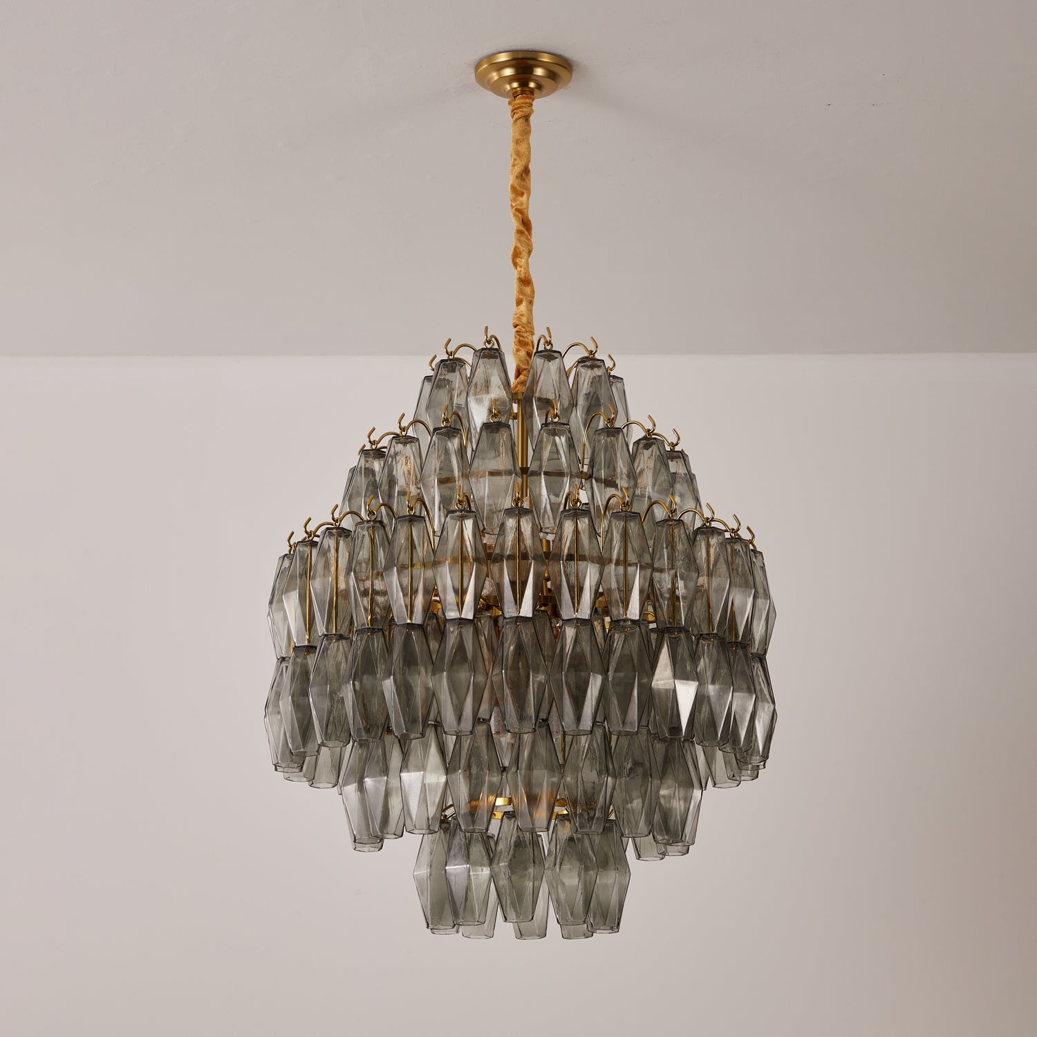 Aurora Chandelier Smoke Gray Prism Glass Layered - Neutralighting