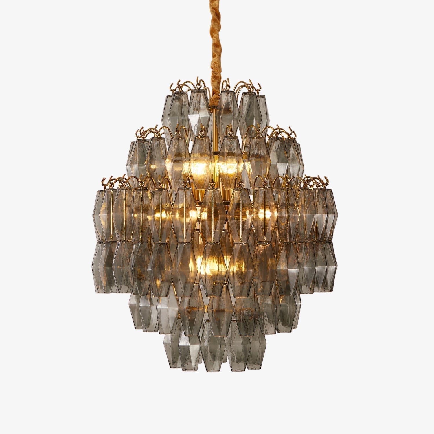 Aurora Chandelier Smoke Gray Prism Glass Layered - Neutralighting