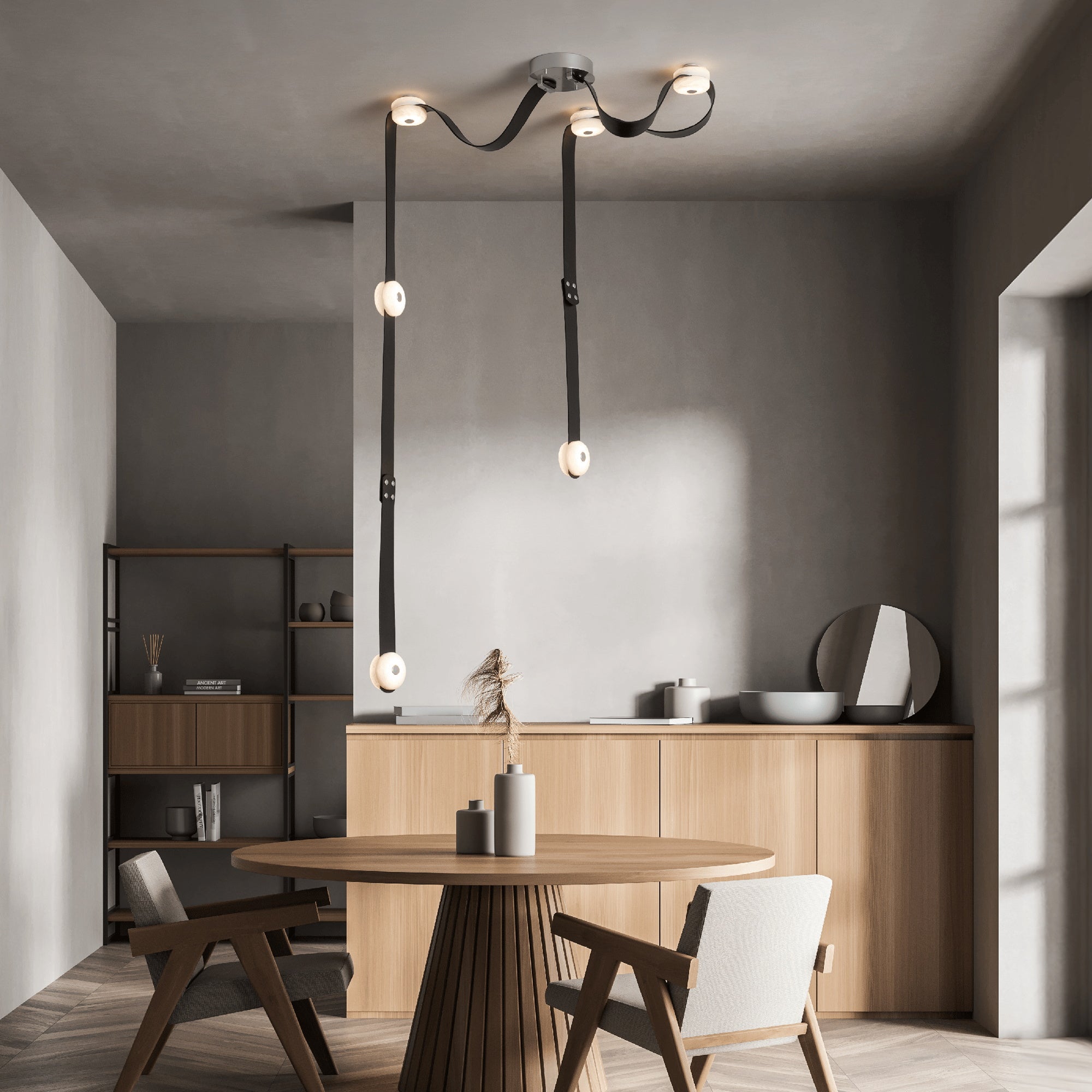 Elraearis Modern Minimalist LED Leather Alabaster Chandelier - Letslighting