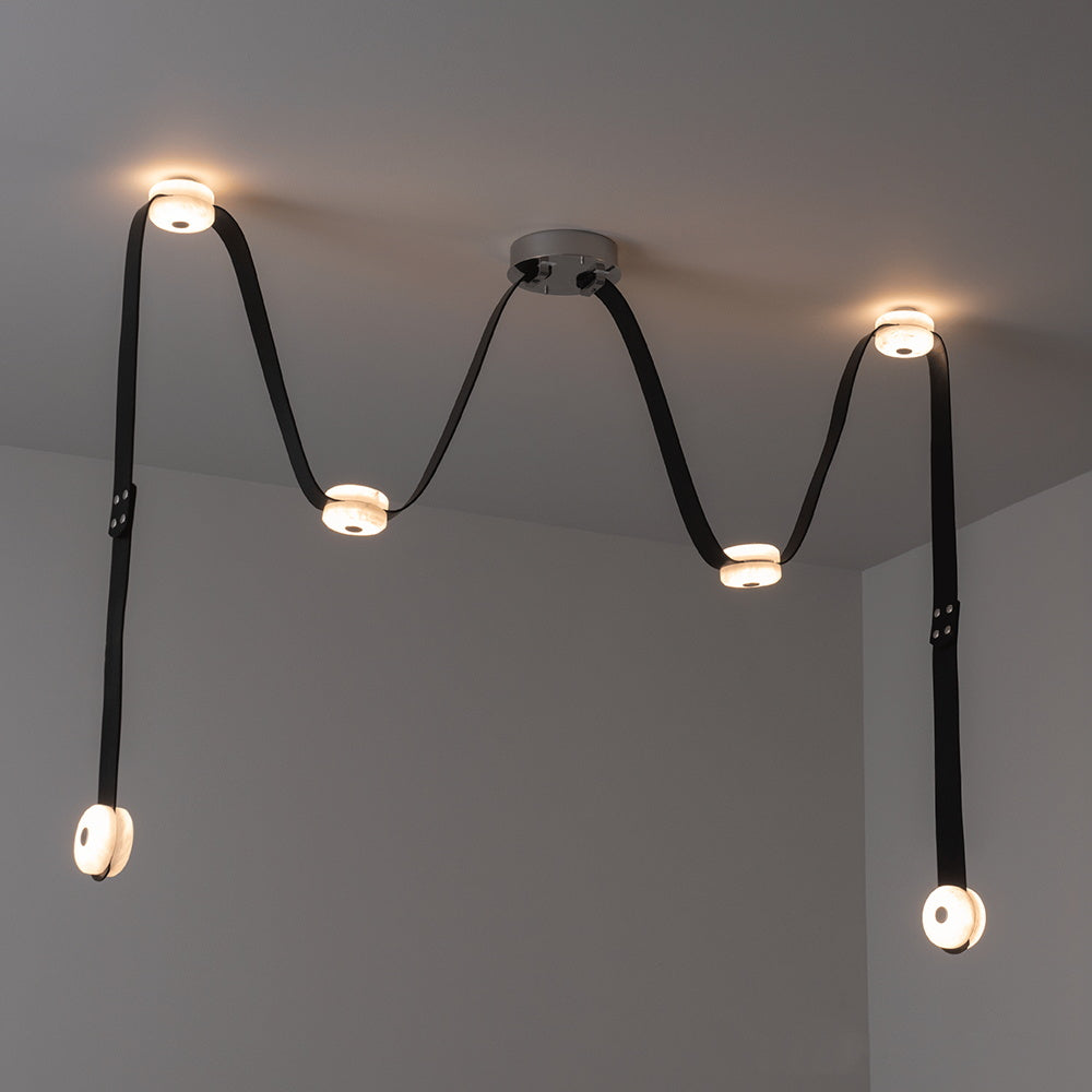 Elraearis Modern Minimalist LED Leather Alabaster Chandelier - Letslighting