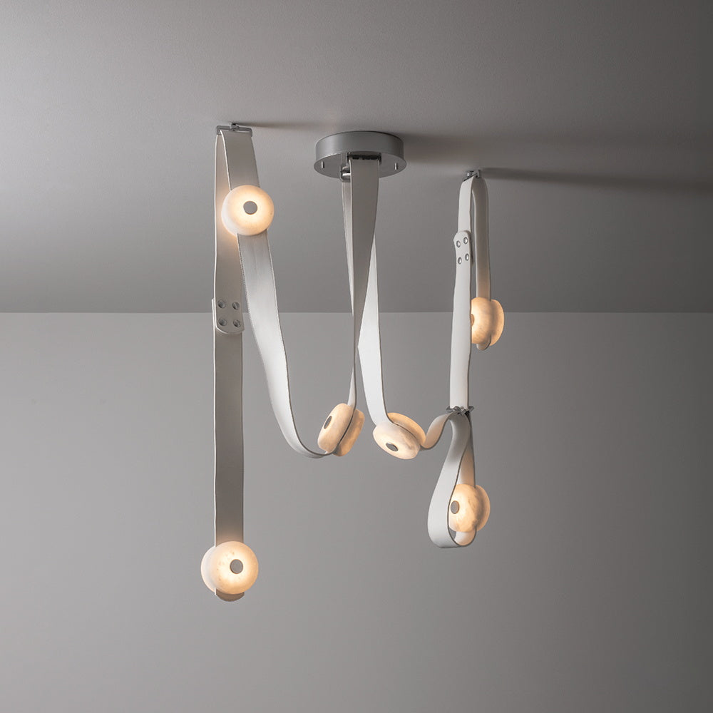 Elraearis Modern Minimalist LED Leather Alabaster Chandelier - Letslighting