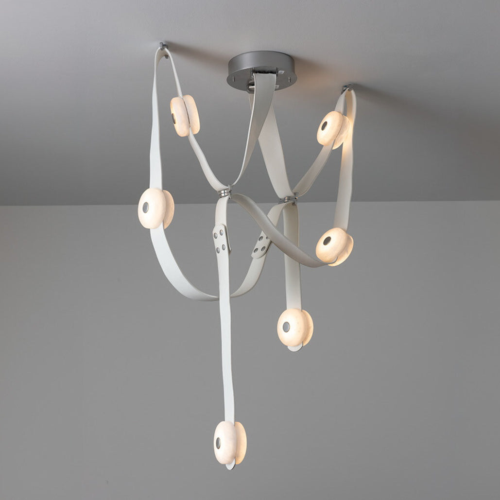 Elraearis Modern Minimalist LED Leather Alabaster Chandelier - Letslighting