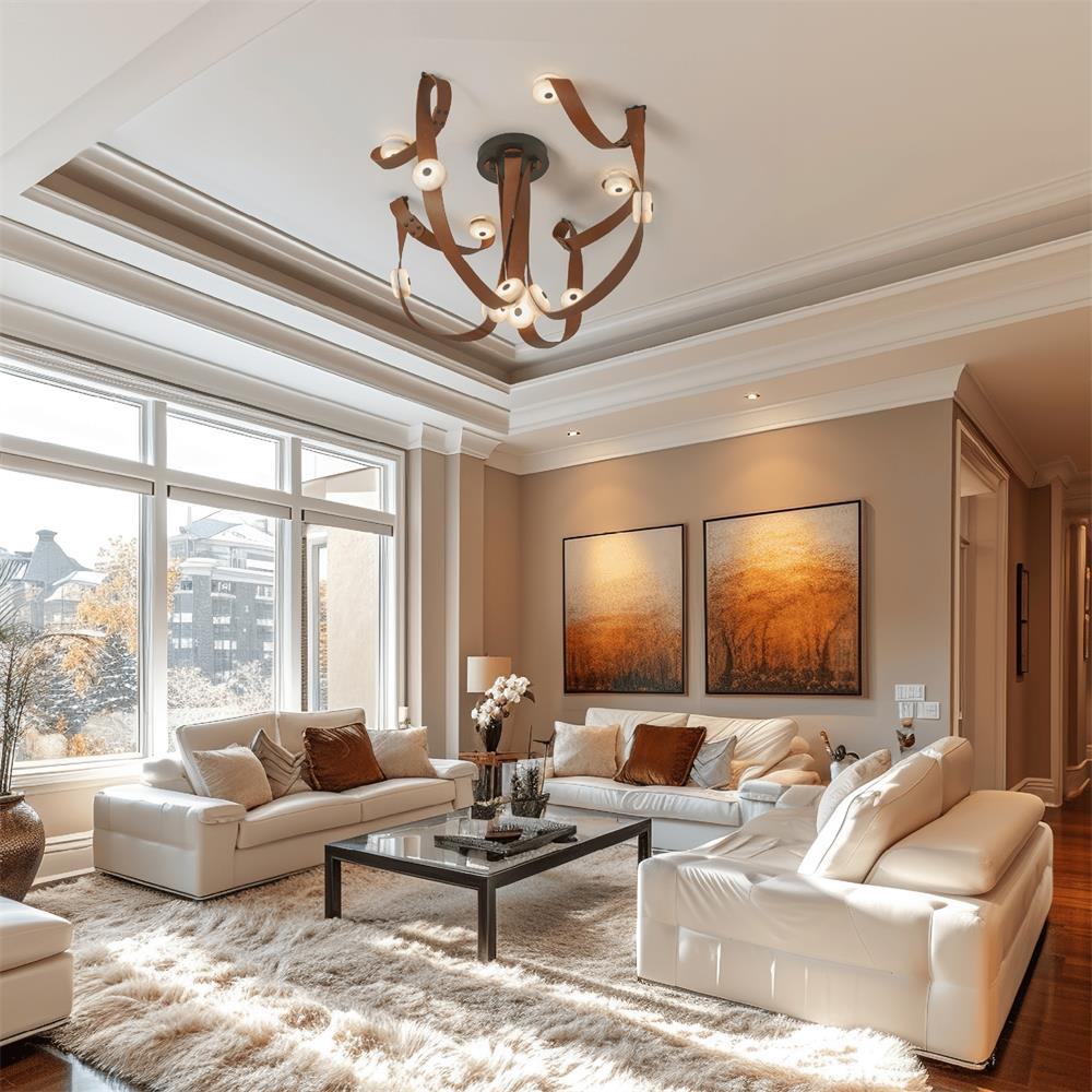 Elraearis Modern Minimalist LED Leather Alabaster Chandelier - Letslighting