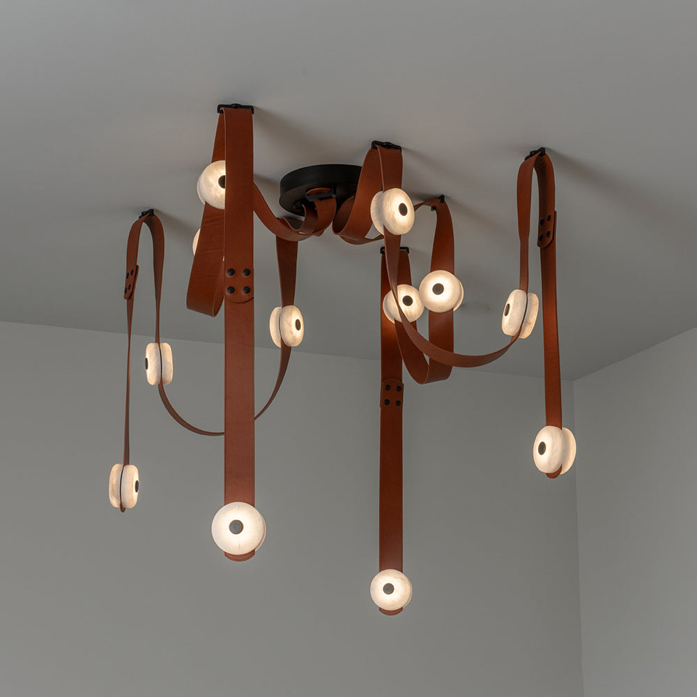 Elraearis Modern Minimalist LED Leather Alabaster Chandelier - Letslighting