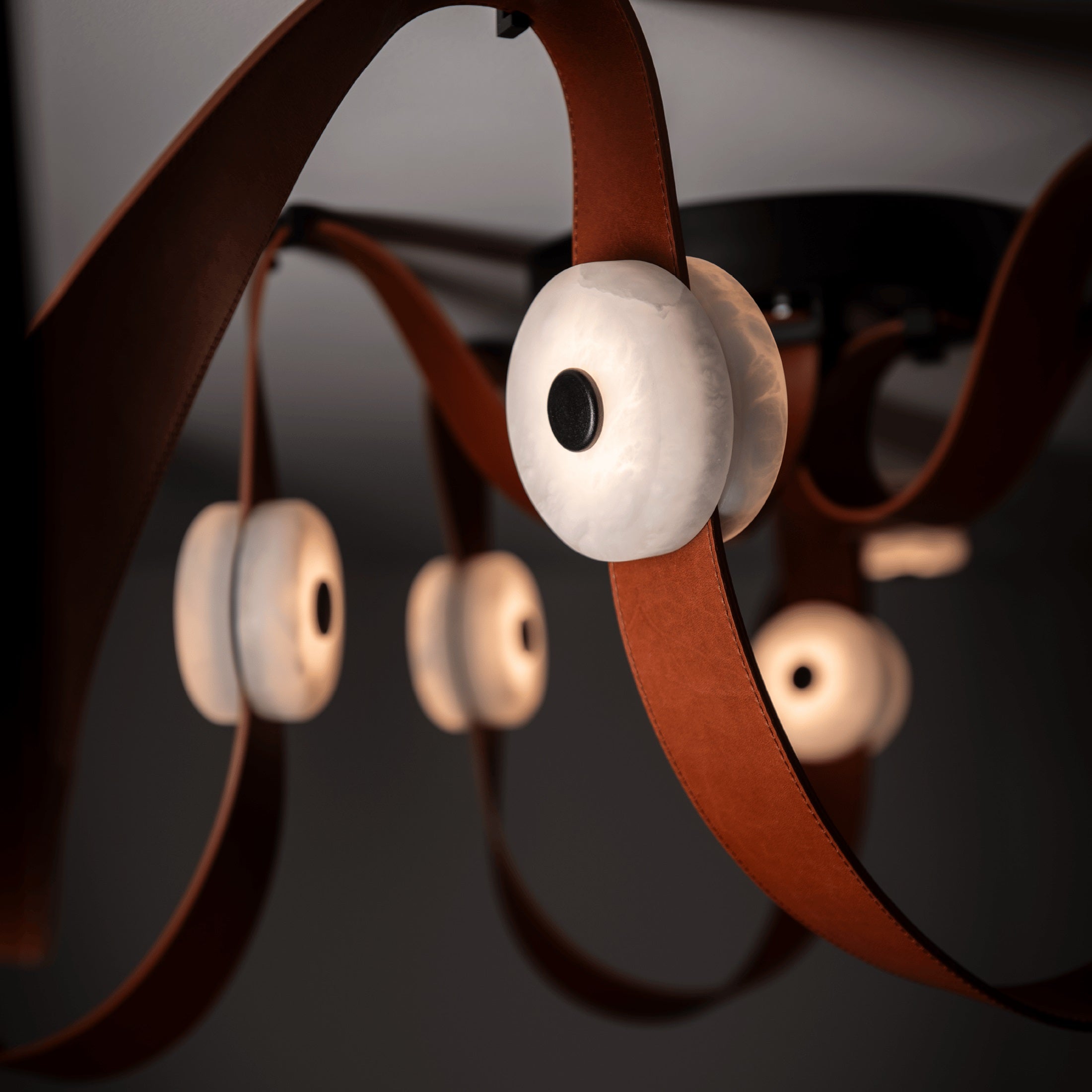 Elraearis Modern Minimalist LED Leather Alabaster Chandelier - Letslighting