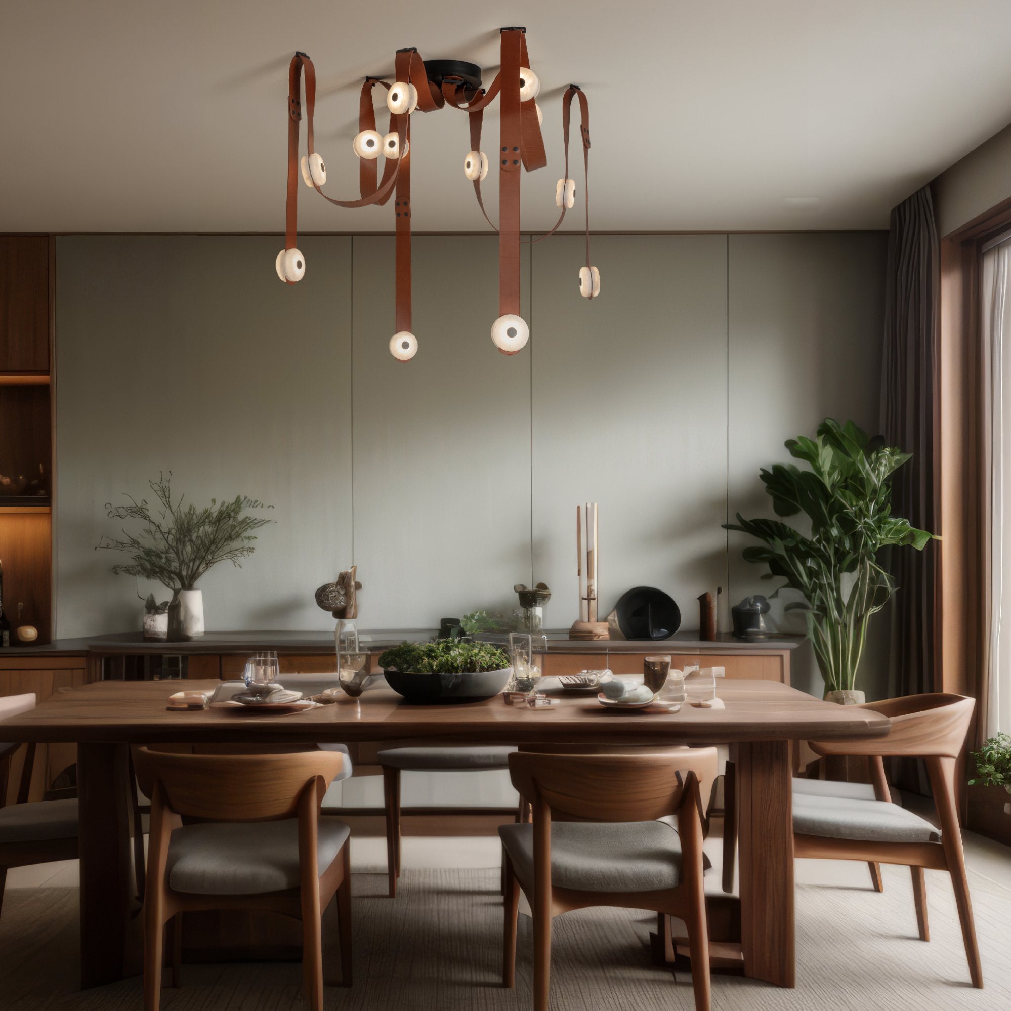 Elraearis Modern Minimalist LED Leather Alabaster Chandelier - Letslighting