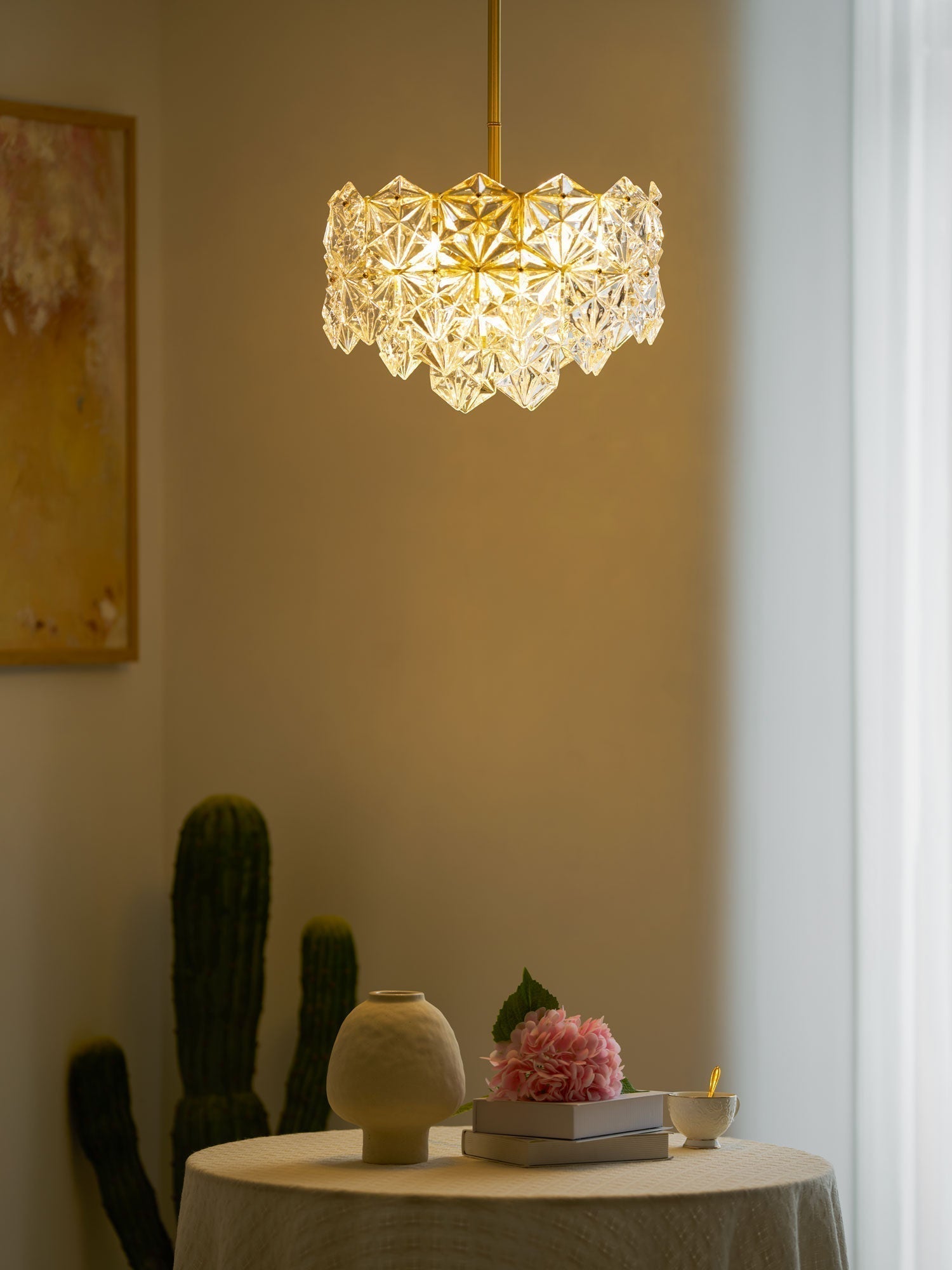 Lustra Kronleuchter Schneeflocke Glas Gold-Letslighting