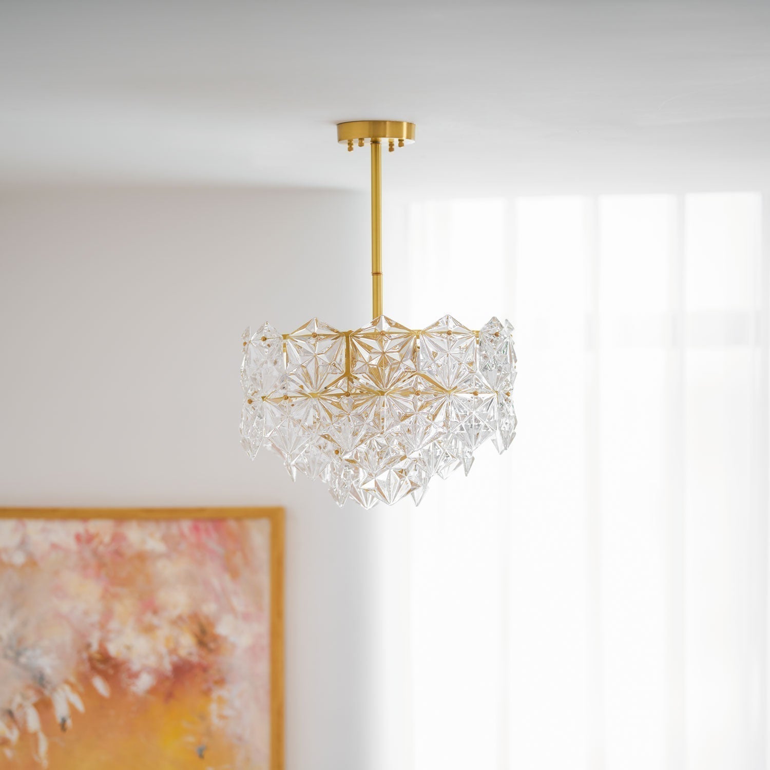 Lustra Kronleuchter Schneeflocke Glas Gold-Letslighting