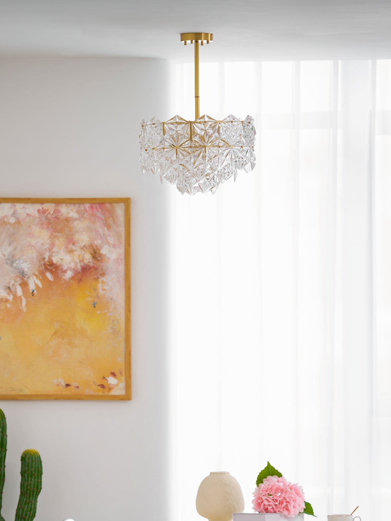 Lustra Kronleuchter Schneeflocke Glas Gold-Letslighting