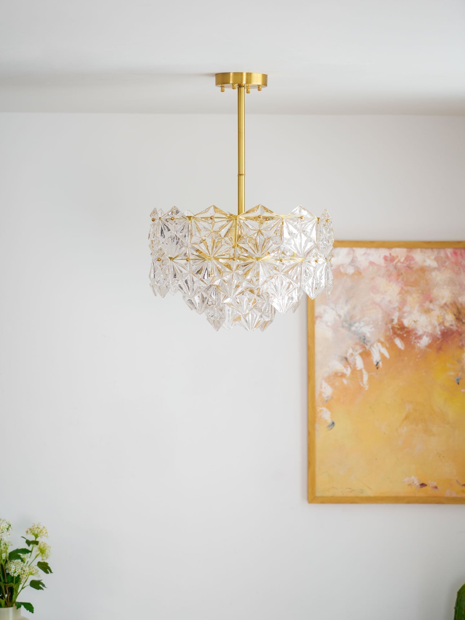Lustra Kronleuchter Schneeflocke Glas Gold-Letslighting
