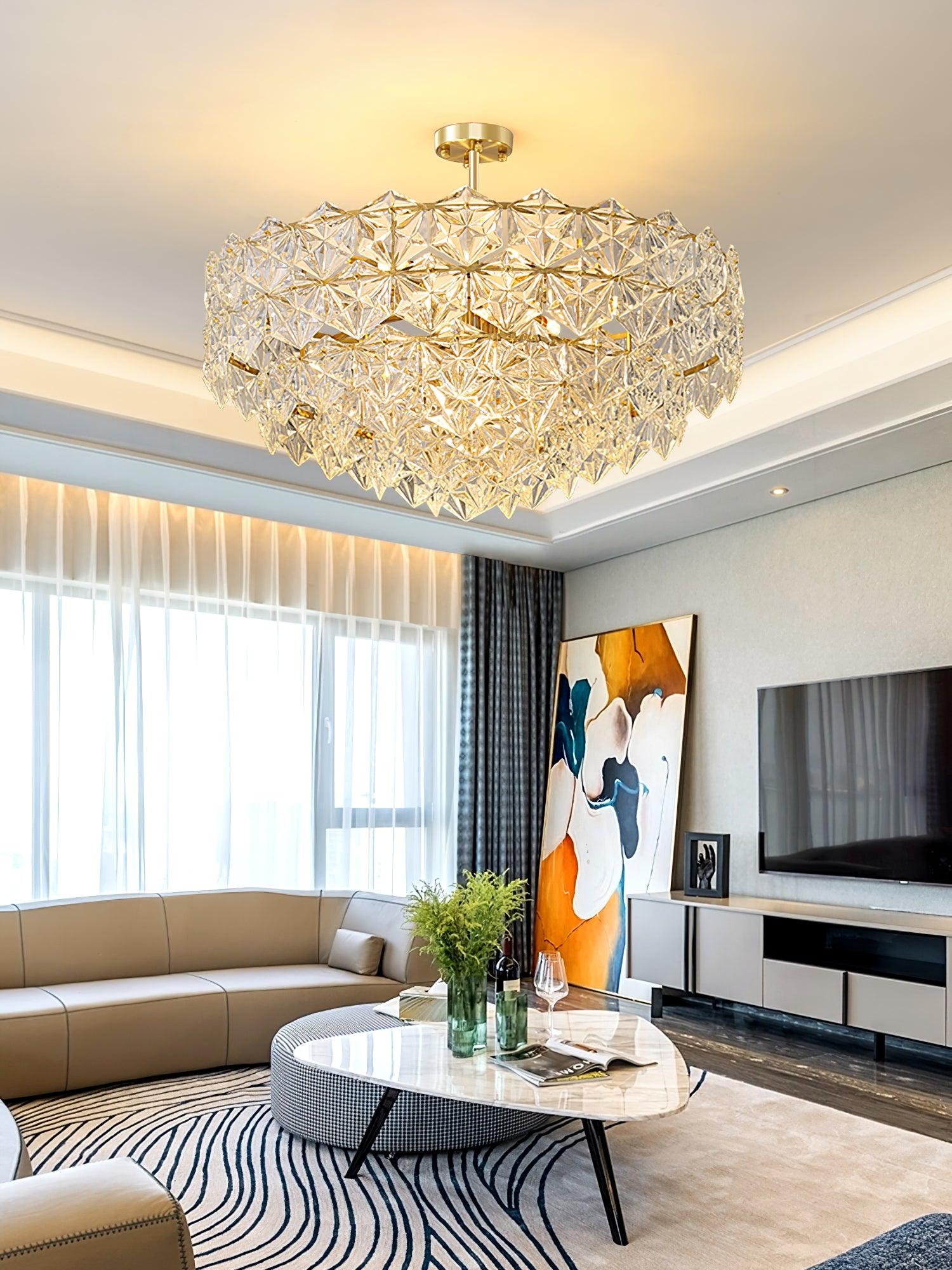 Lustra Kronleuchter Schneeflocke Glas Gold-Letslighting