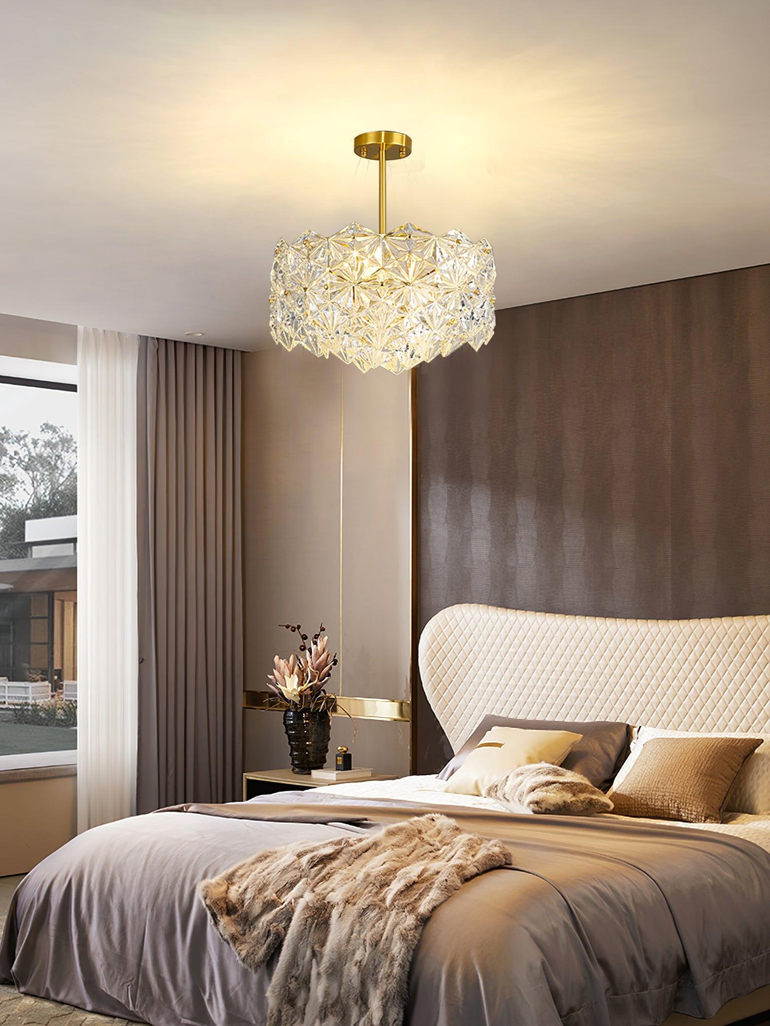 Lustra Kronleuchter Schneeflocke Glas Gold-Letslighting