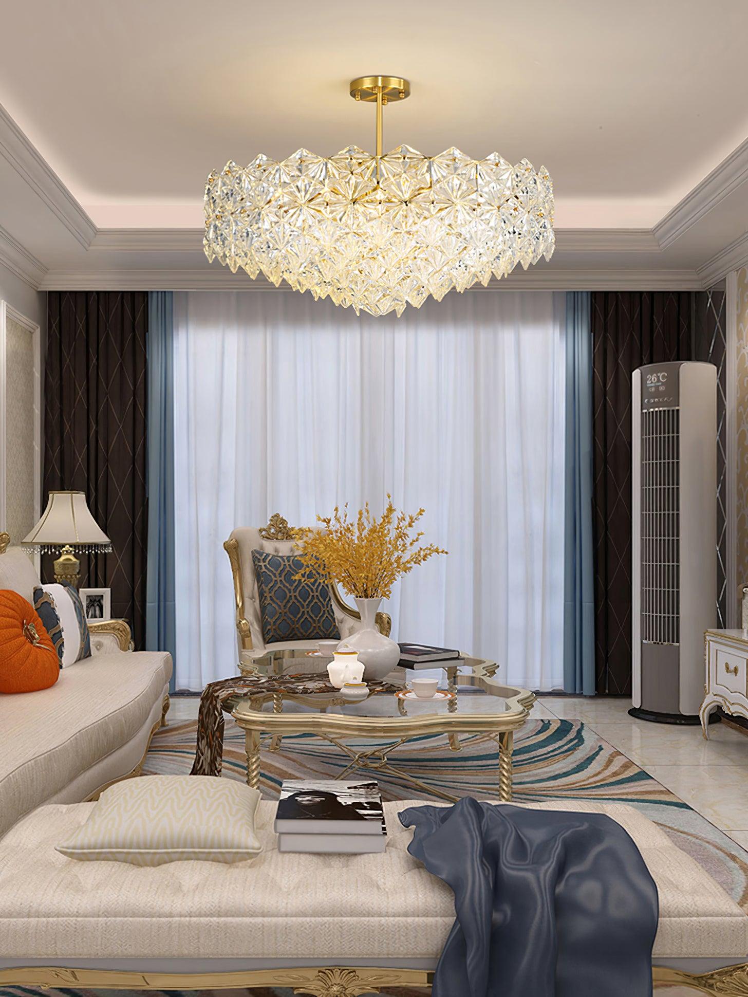 Lustra Kronleuchter Schneeflocke Glas Gold-Letslighting