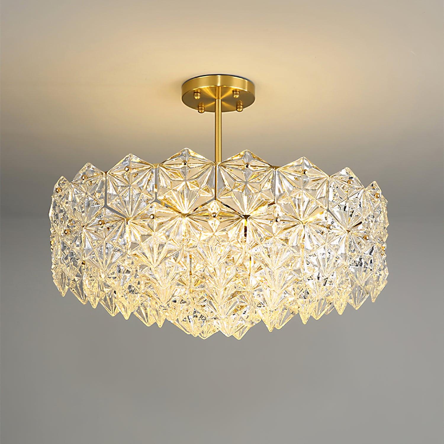 Lustra Kronleuchter Schneeflocke Glas Gold-Letslighting