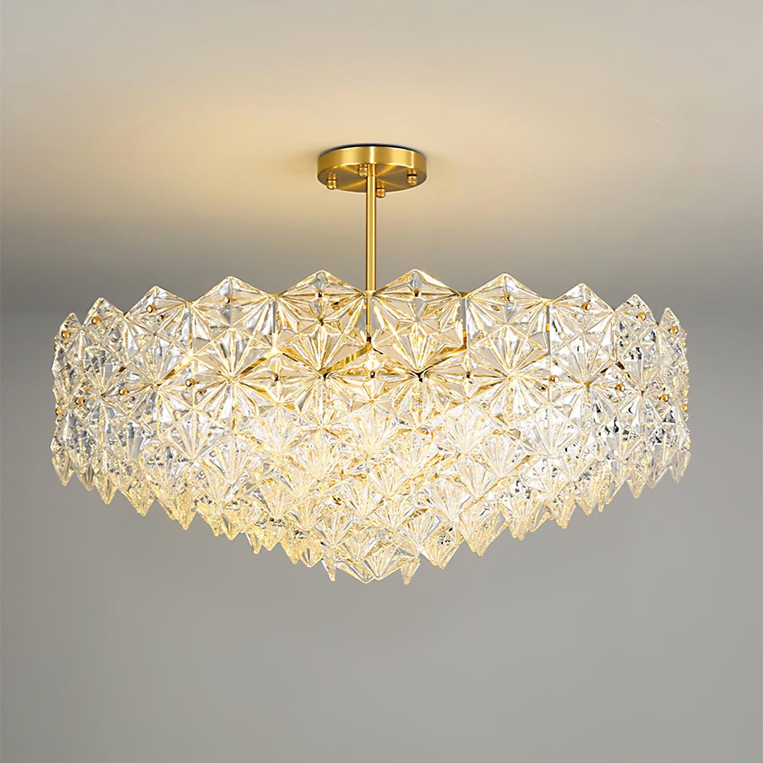 Lustra Kronleuchter Schneeflocke Glas Gold-Letslighting