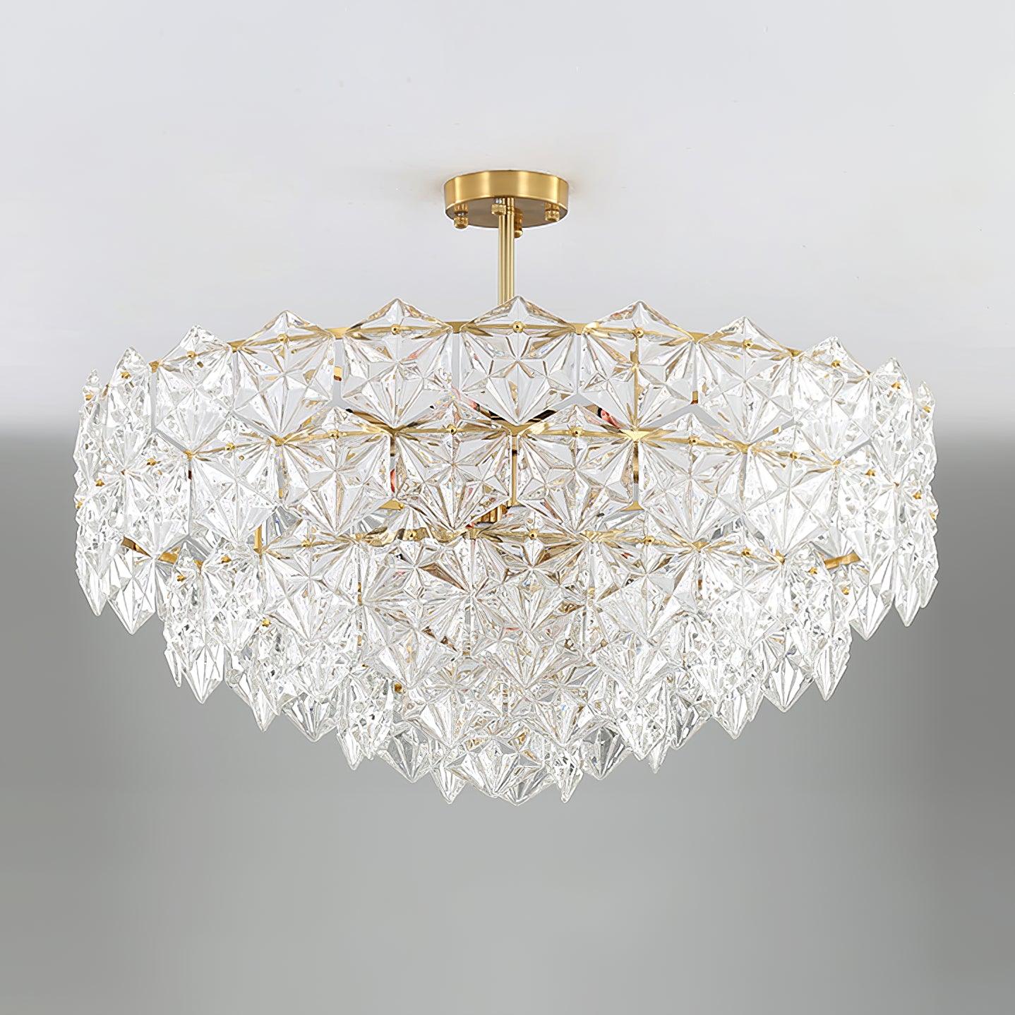 Lustra Kronleuchter Schneeflocke Glas Gold-Letslighting