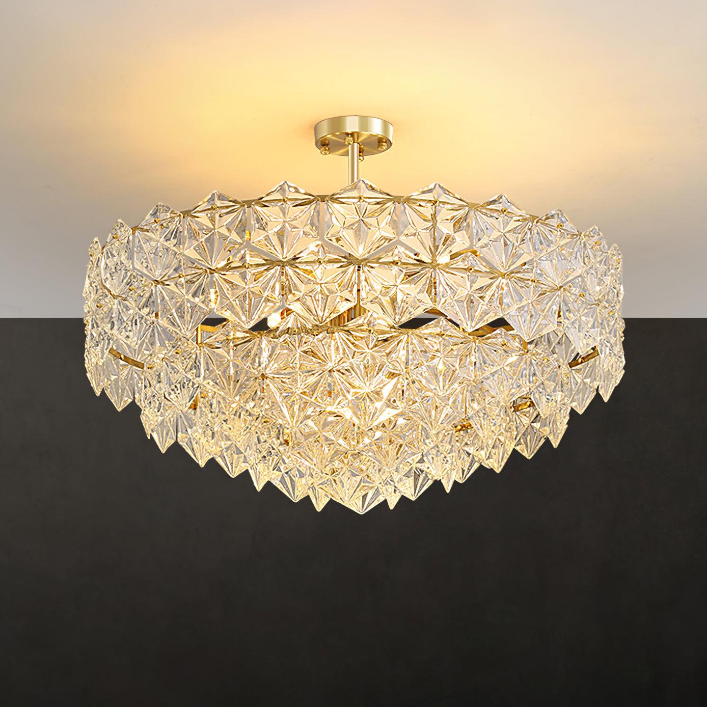 Lustra Kronleuchter Schneeflocke Glas Gold-Letslighting