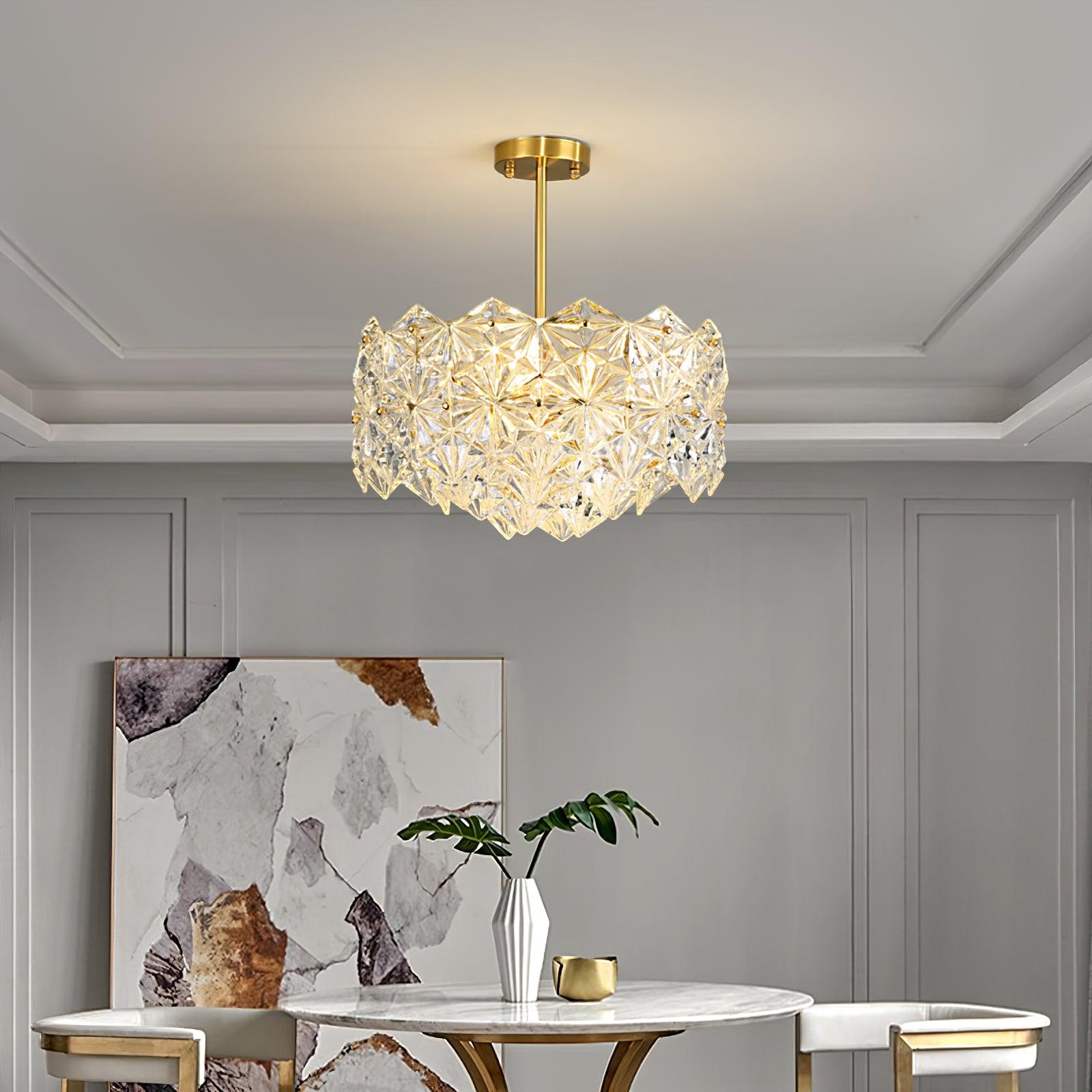 Lustra Kronleuchter Schneeflocke Glas Gold-Letslighting