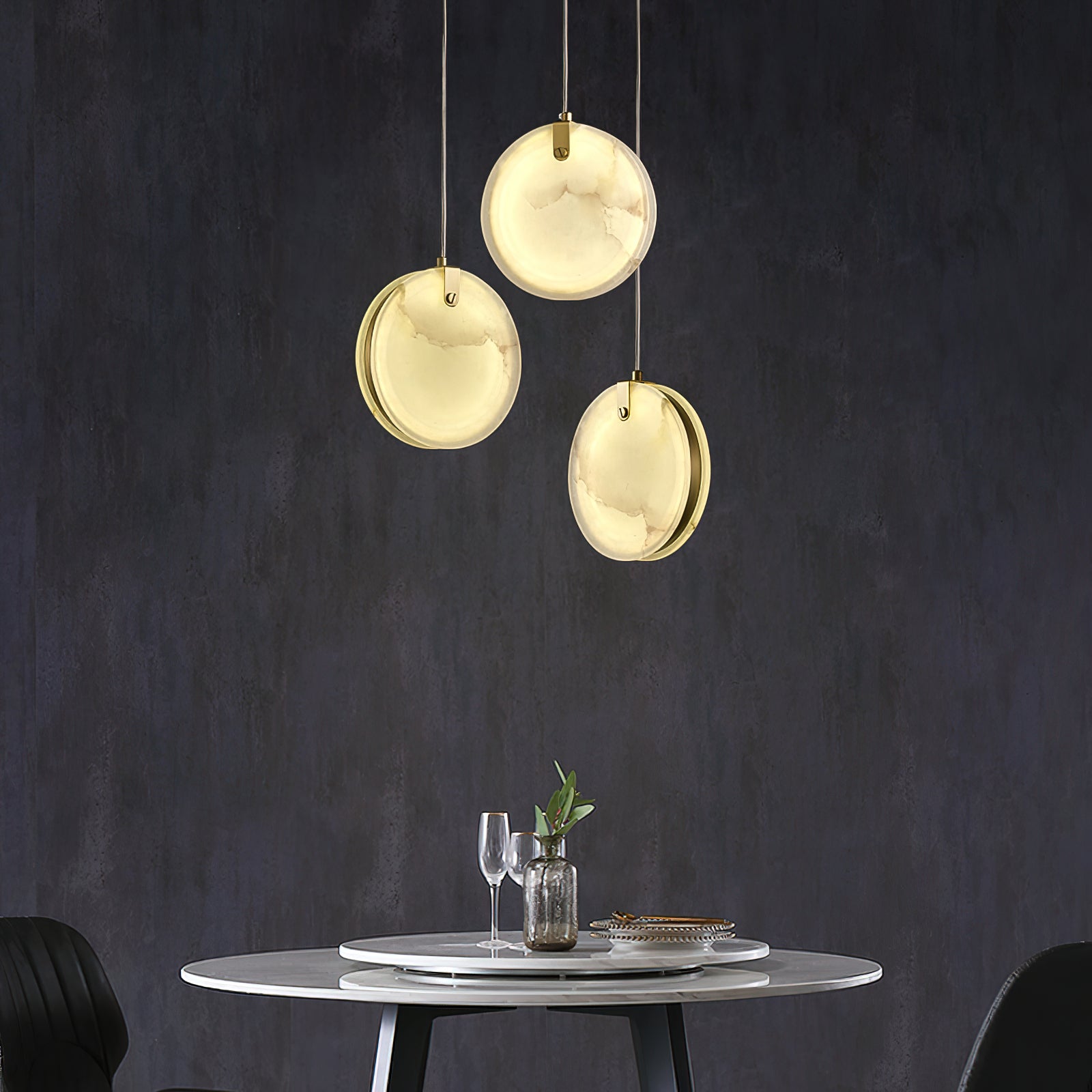 Utalionis Modern Minimalist Brass Alabaster Pendant Light - Letslighting