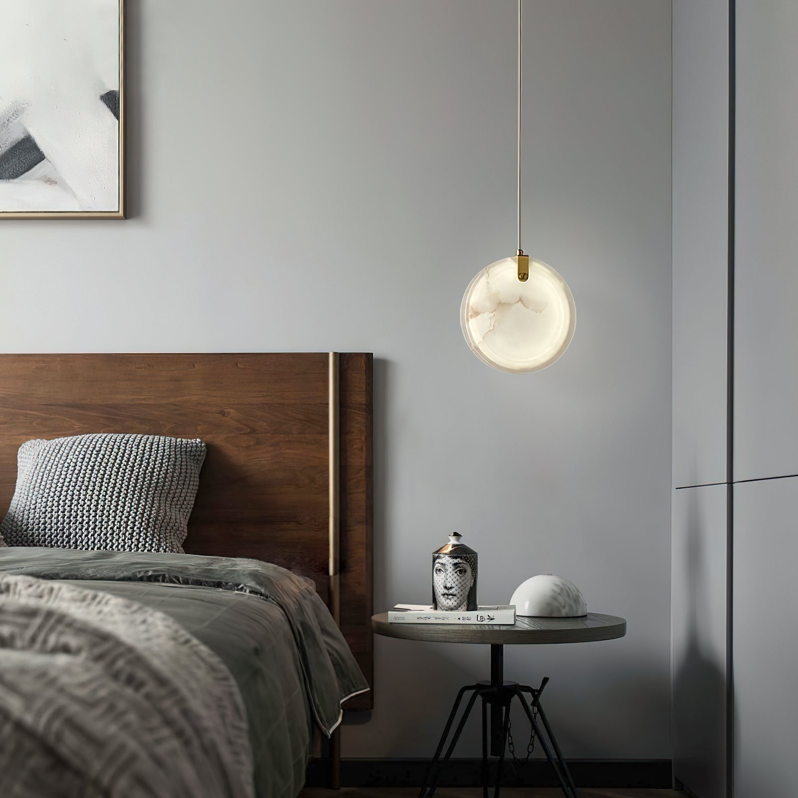 Utalionis Modern Minimalist Brass Alabaster Pendant Light - Letslighting