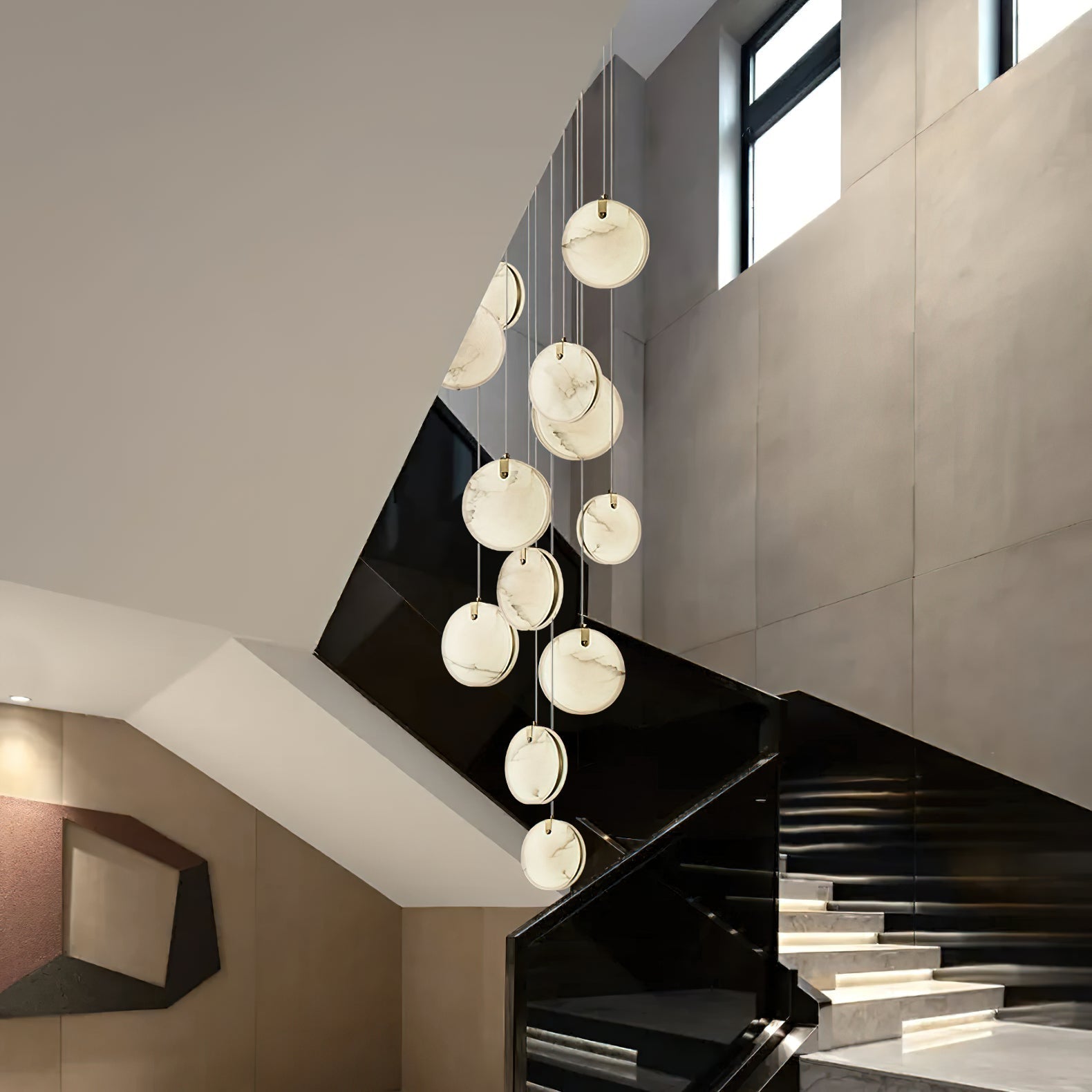 Utalionis Modern Minimalist Brass Alabaster Pendant Light - Letslighting