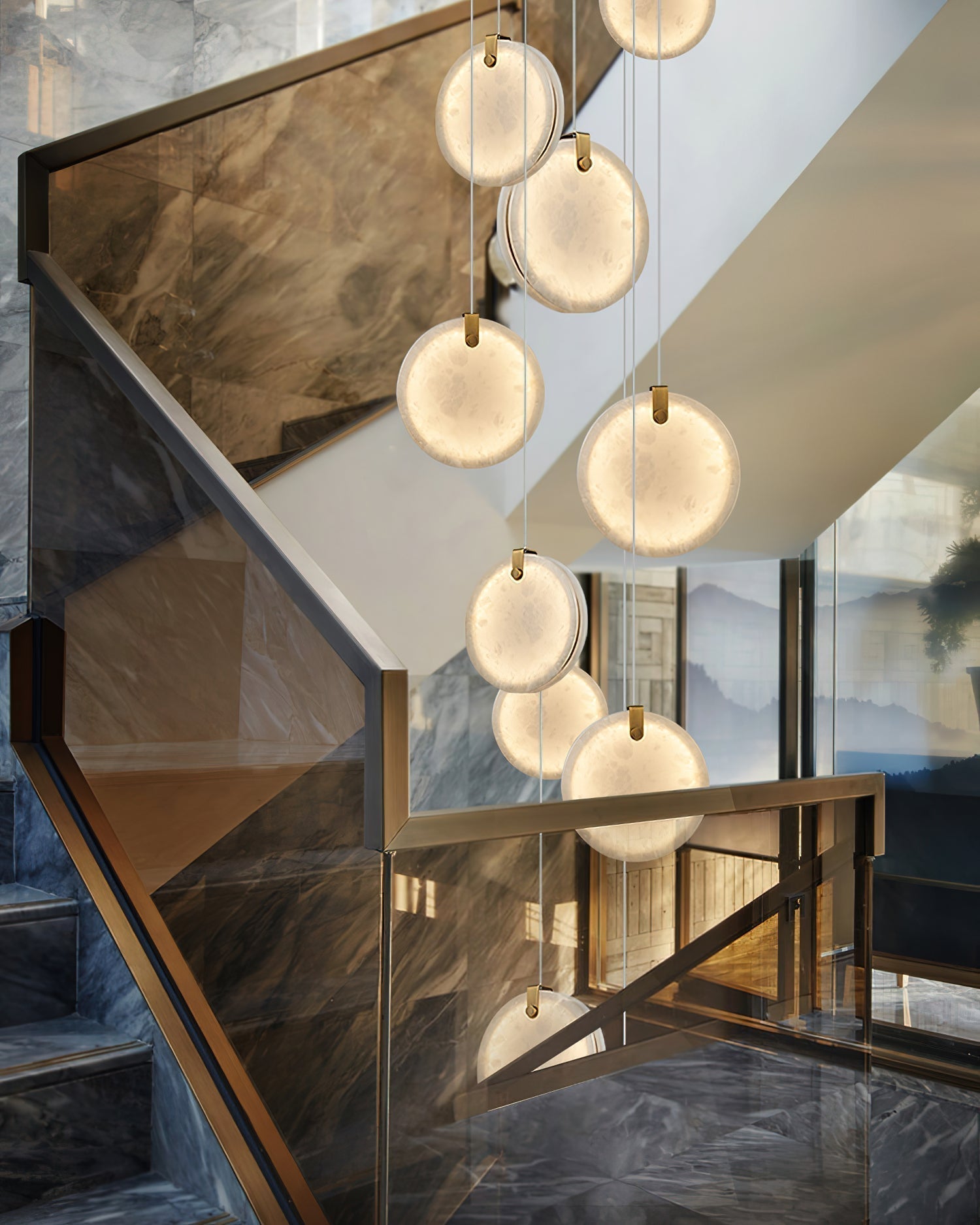 Utalionis Modern Minimalist Brass Alabaster Pendant Light - Letslighting