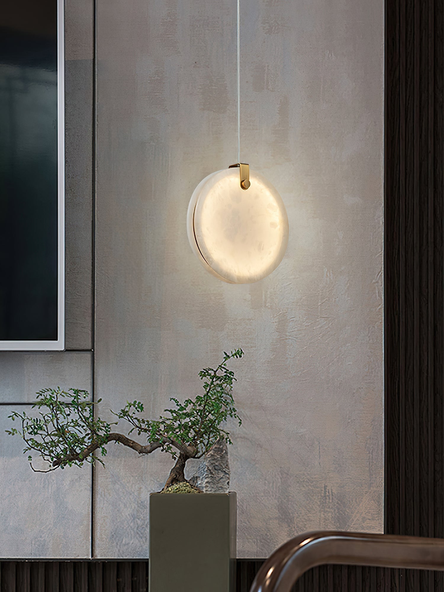 Utalionis Modern Minimalist Brass Alabaster Pendant Light - Letslighting