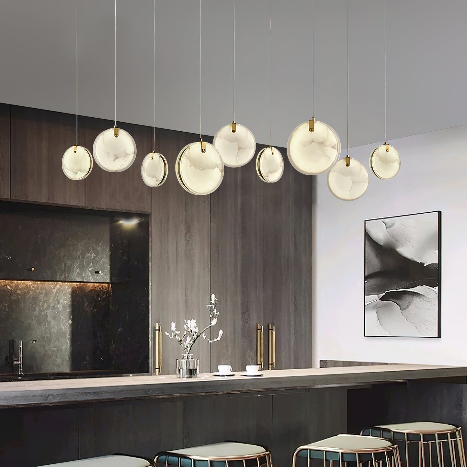 Utalionis Modern Minimalist Brass Alabaster Pendant Light - Letslighting